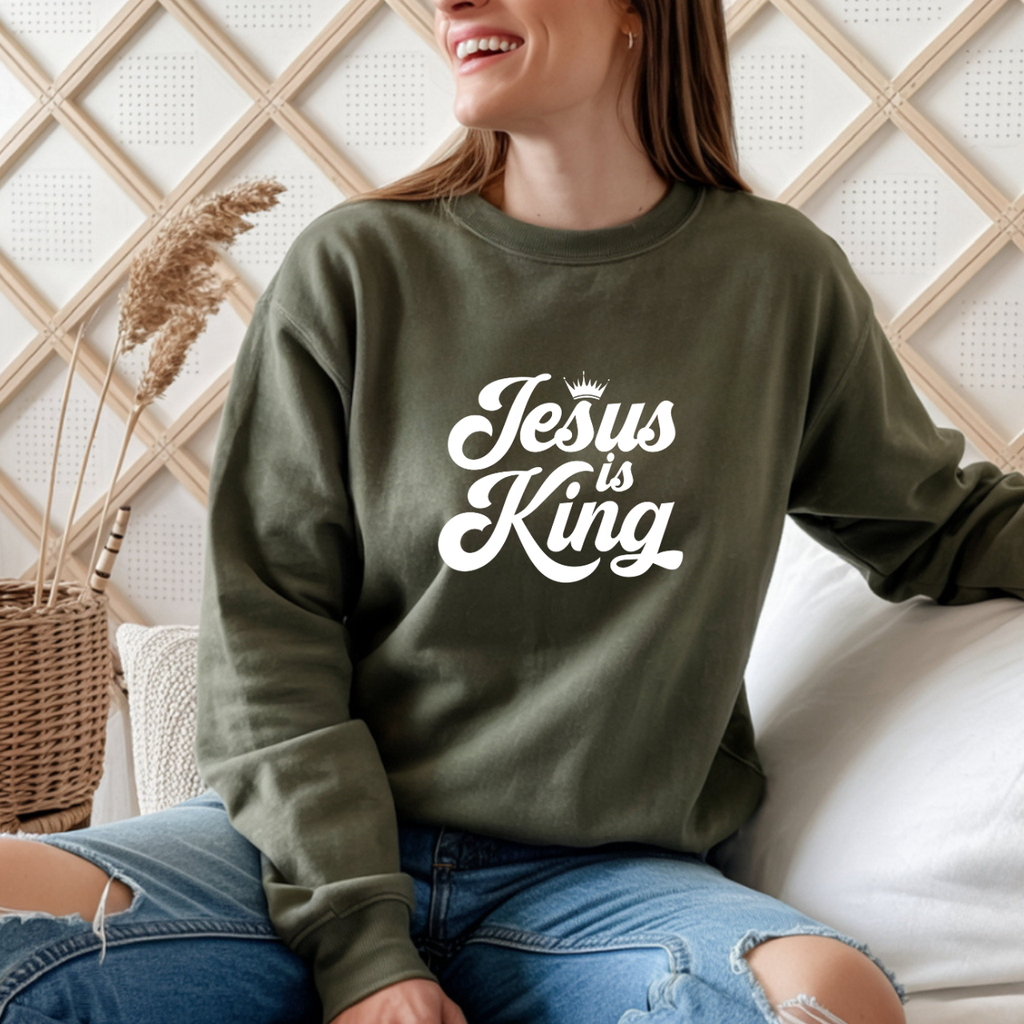 Jesus Is King Christian Gildan Unisex Crewneck Sweatshirt | Faith Apparel |  Religious Gift