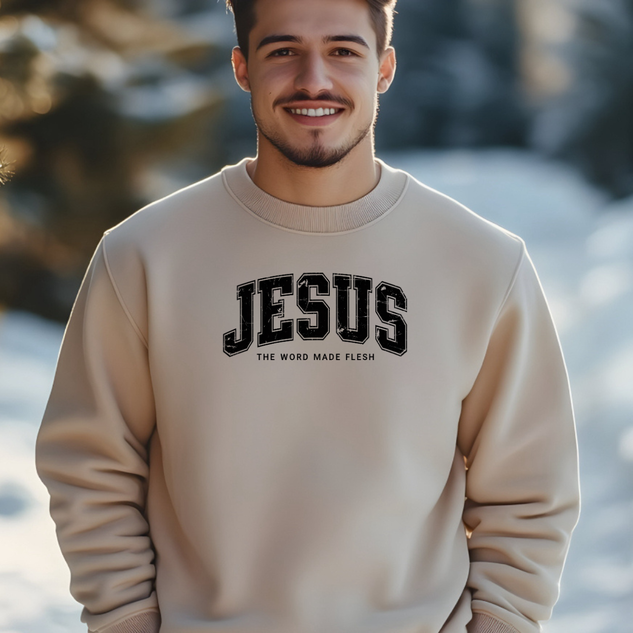 Jesus the Word Made Flesh Gildan Crewneck Sweatshirt | Christian Unisex Sweatshirt | Faith Apparel | Religious Gift