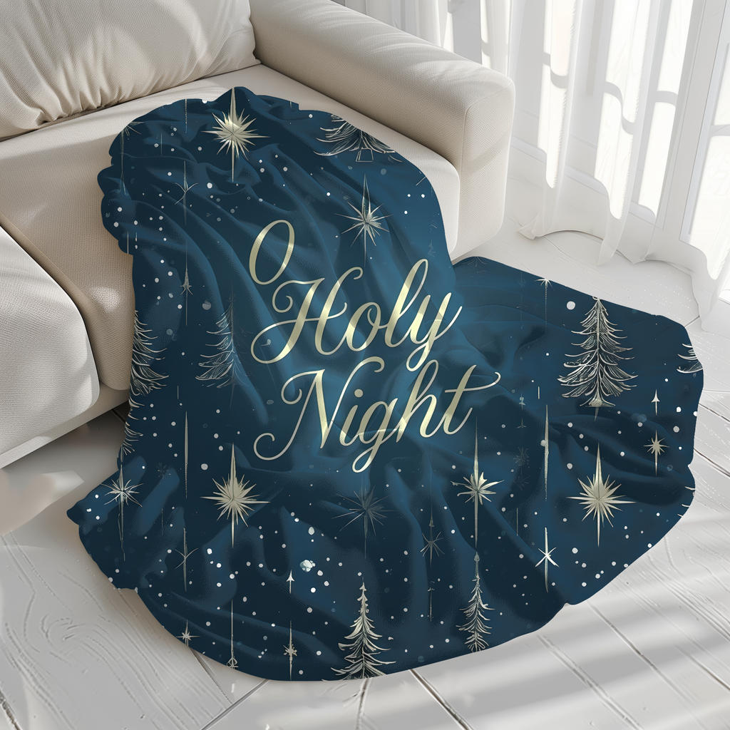 O Holy Night Christian Christmas Sherpa Fleece Blanket | Cozy Throw | Home Decor Gift