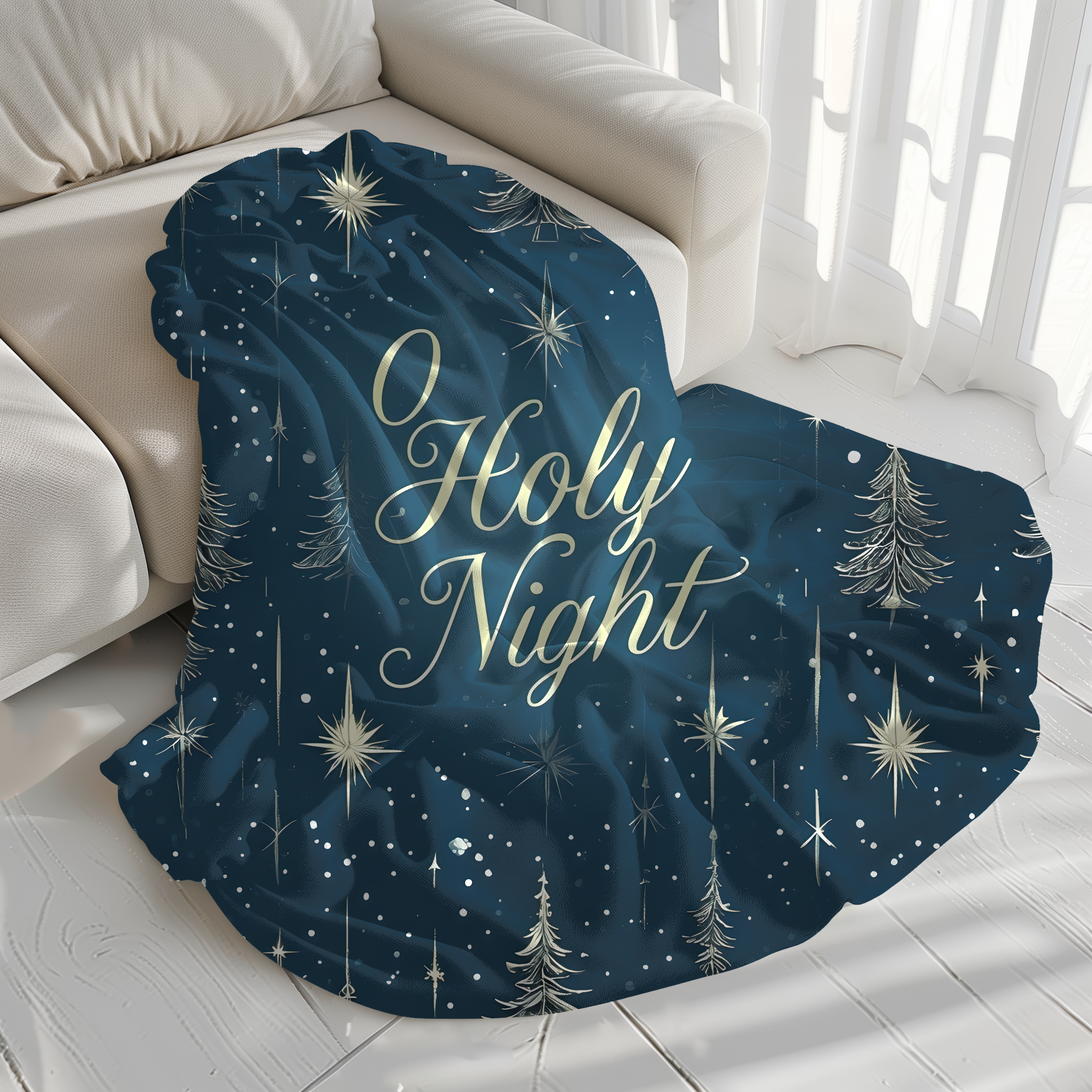 O Holy Night Christian Christmas Sherpa Fleece Blanket | Cozy Throw | Home Decor Gift