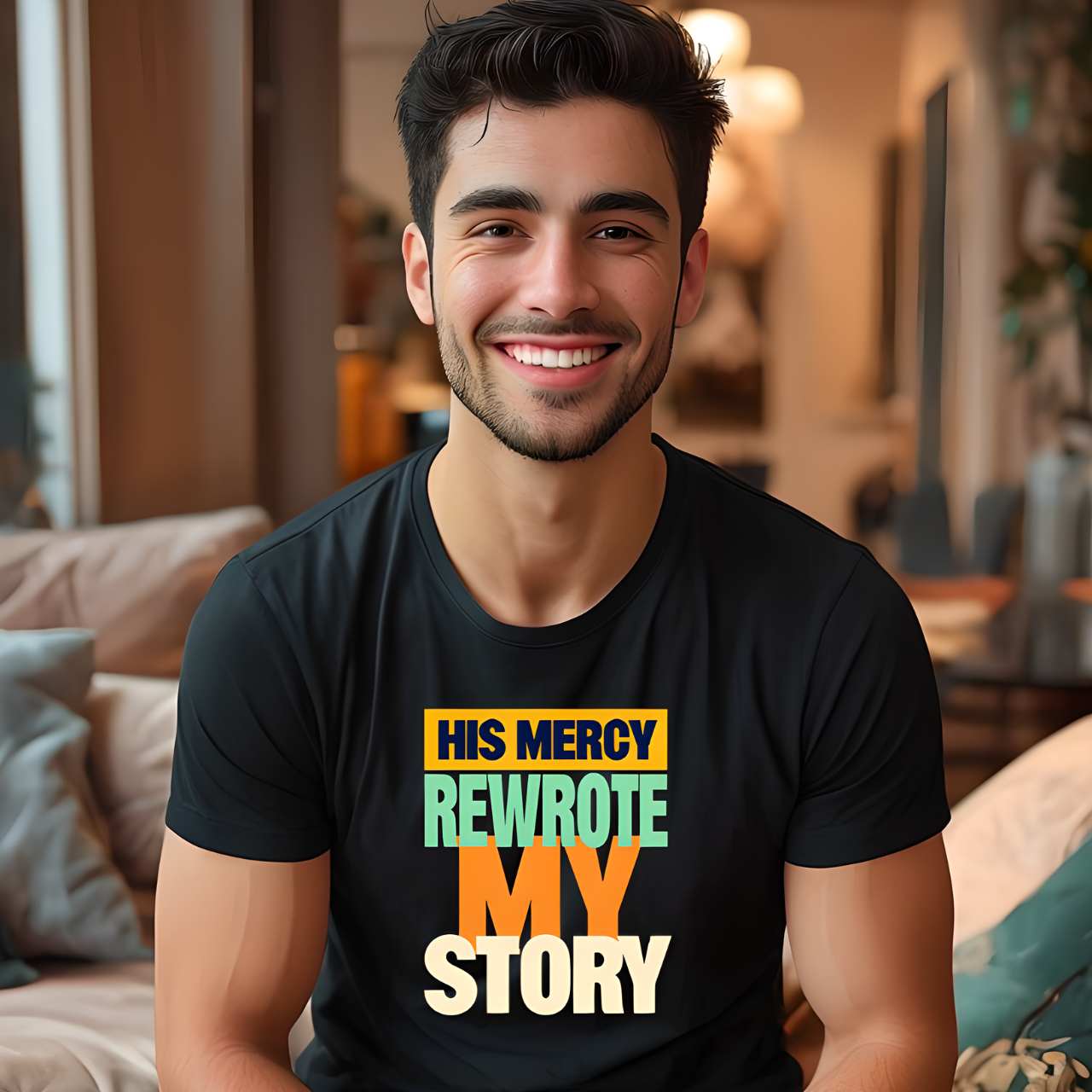 His Mercy Rewrote My Story Christian Gildan T-Shirt Unisex Softstyle Religious Tee Gift