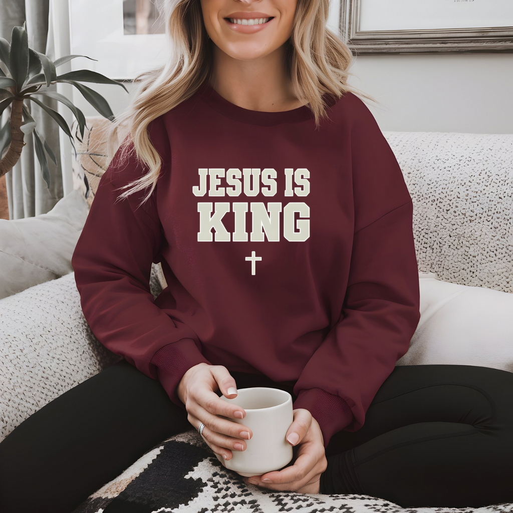 Jesus is King Gildan Unisex Crewneck Sweatshirt | Christian Apparel | Inspirational Gift | Cozy Everyday Wear