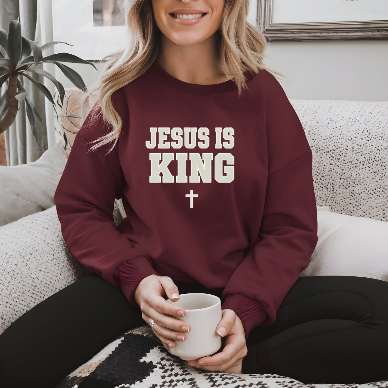 Jesus is King Gildan Unisex Crewneck Sweatshirt | Christian Apparel | Inspirational Gift | Cozy Everyday Wear