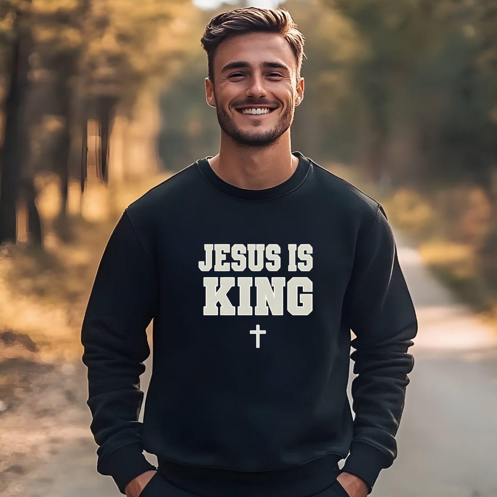 Jesus is King Gildan Unisex Crewneck Sweatshirt | Christian Apparel | Inspirational Gift | Cozy Everyday Wear