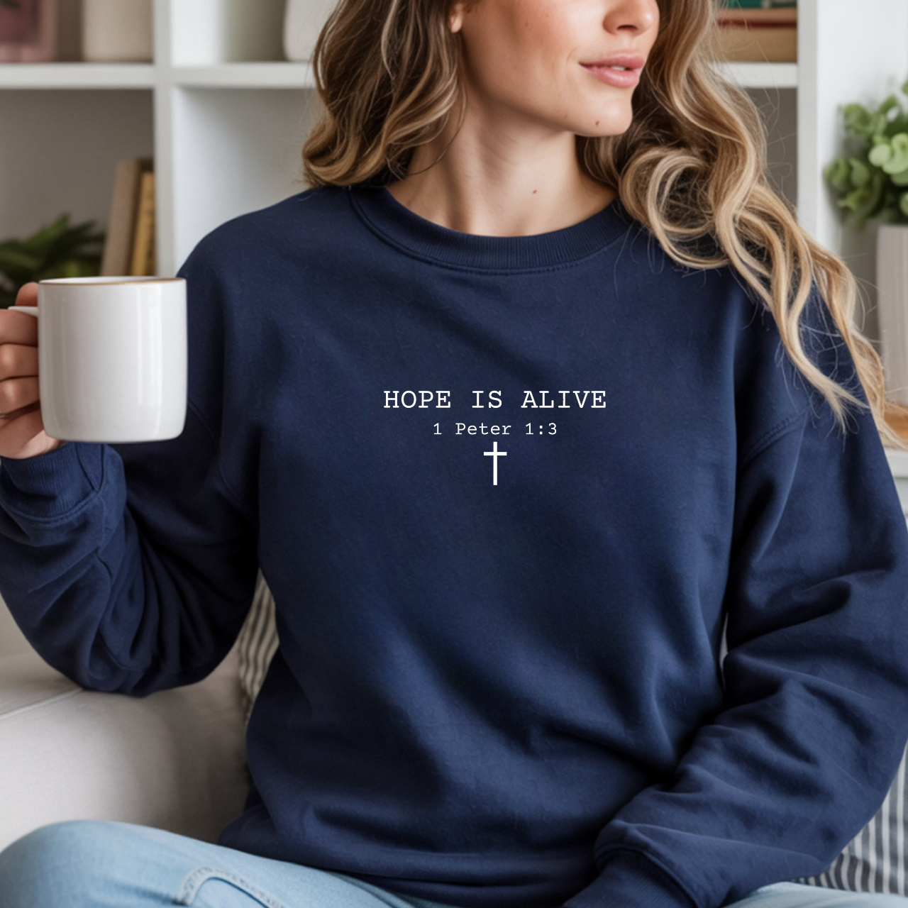 Hope is Alive Embroidered Gildan Unisex Crewneck Sweatshirt | Christian Gift |