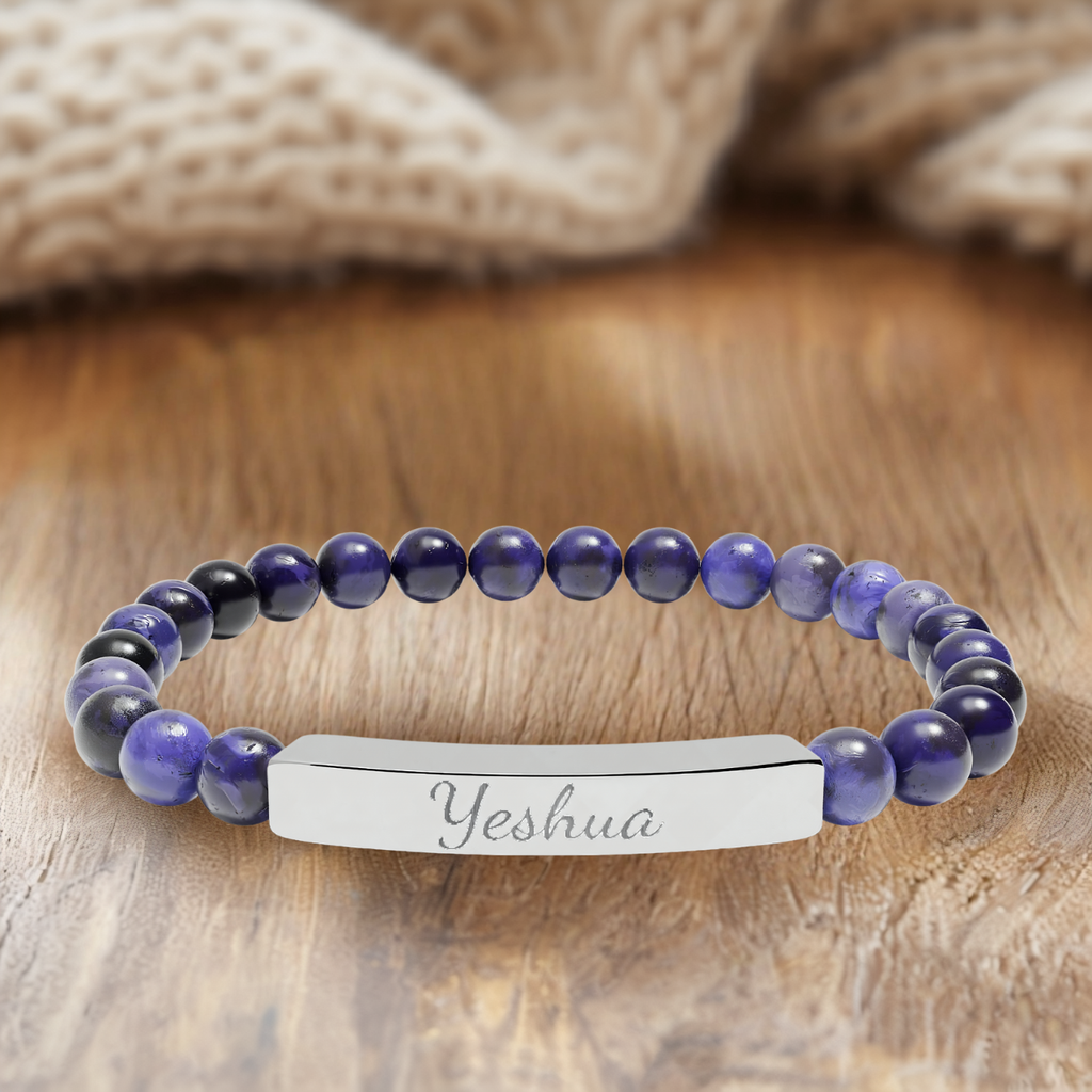 Yeshua Engraved Christian Bracelet | Faith-Based Jewelry for Women | Stainless Steel Bar Bracelet | Christian Gift for Her