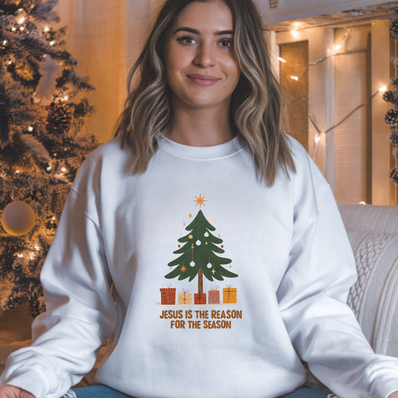 Jesus Is the Reason for the Season Christian Christmas Gildan Unisex Crewneck Sweatshirt