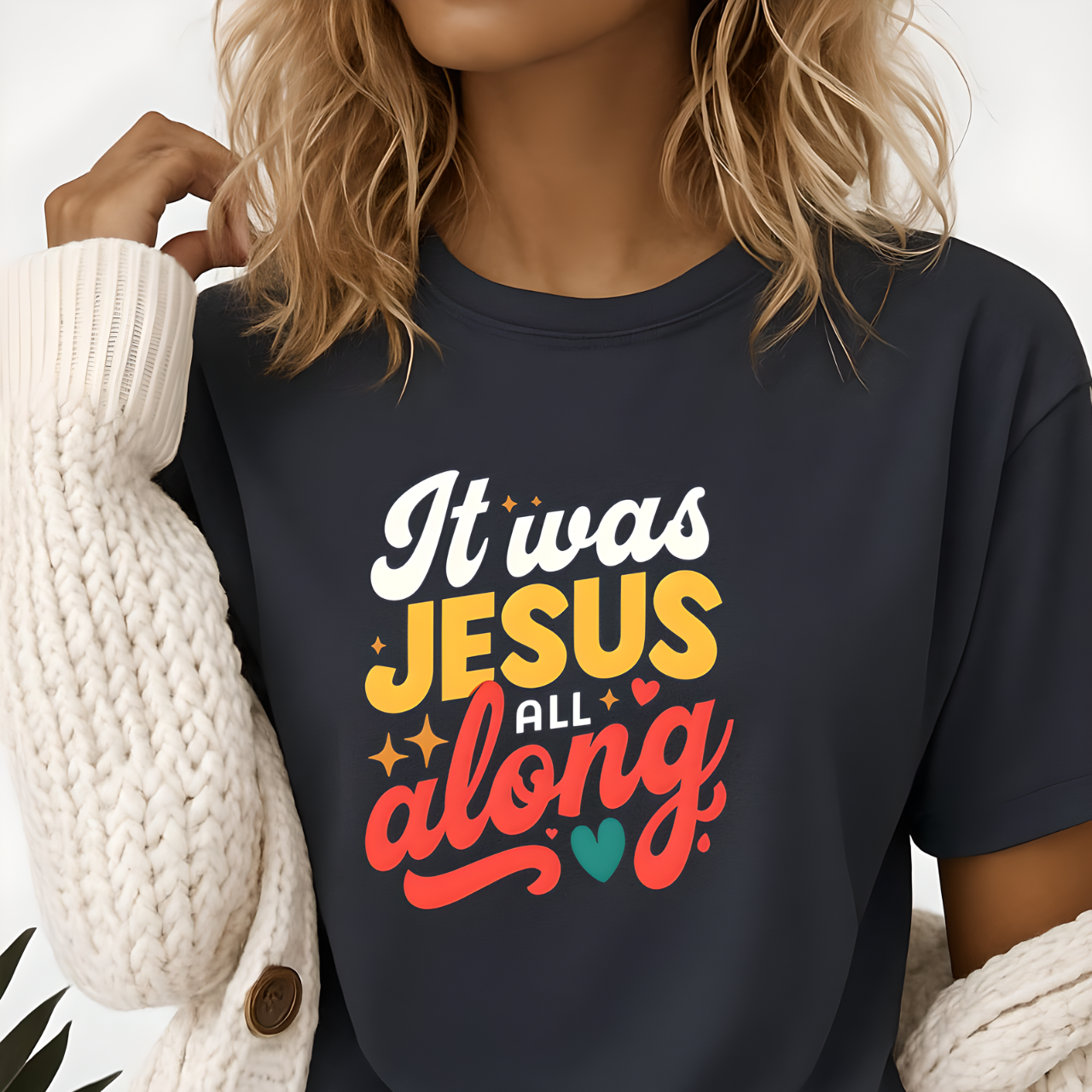 It Was Jesus All Along Gildan T-Shirt – Christian Faith Graphic Tee – Unisex Religious Shirt – Inspirational Jesus Quote – Gift for Believers