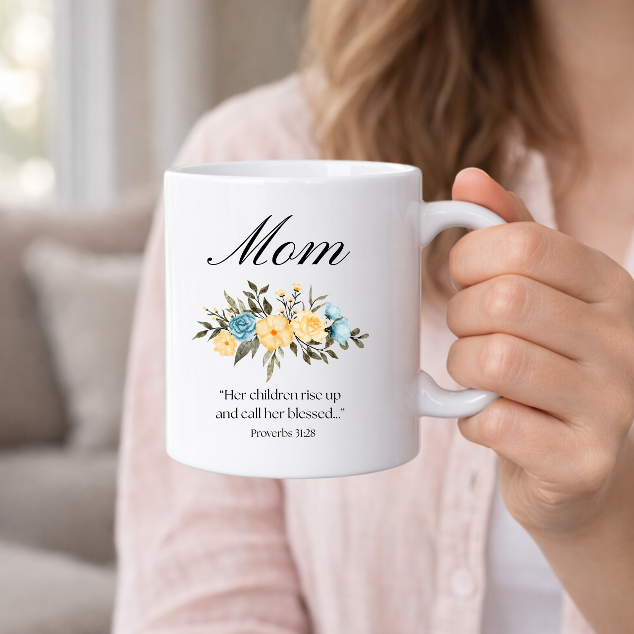 Proverbs 31:28 Christian Mom Mug | Mother’s Day Gift for Mom | Floral Coffee Mug