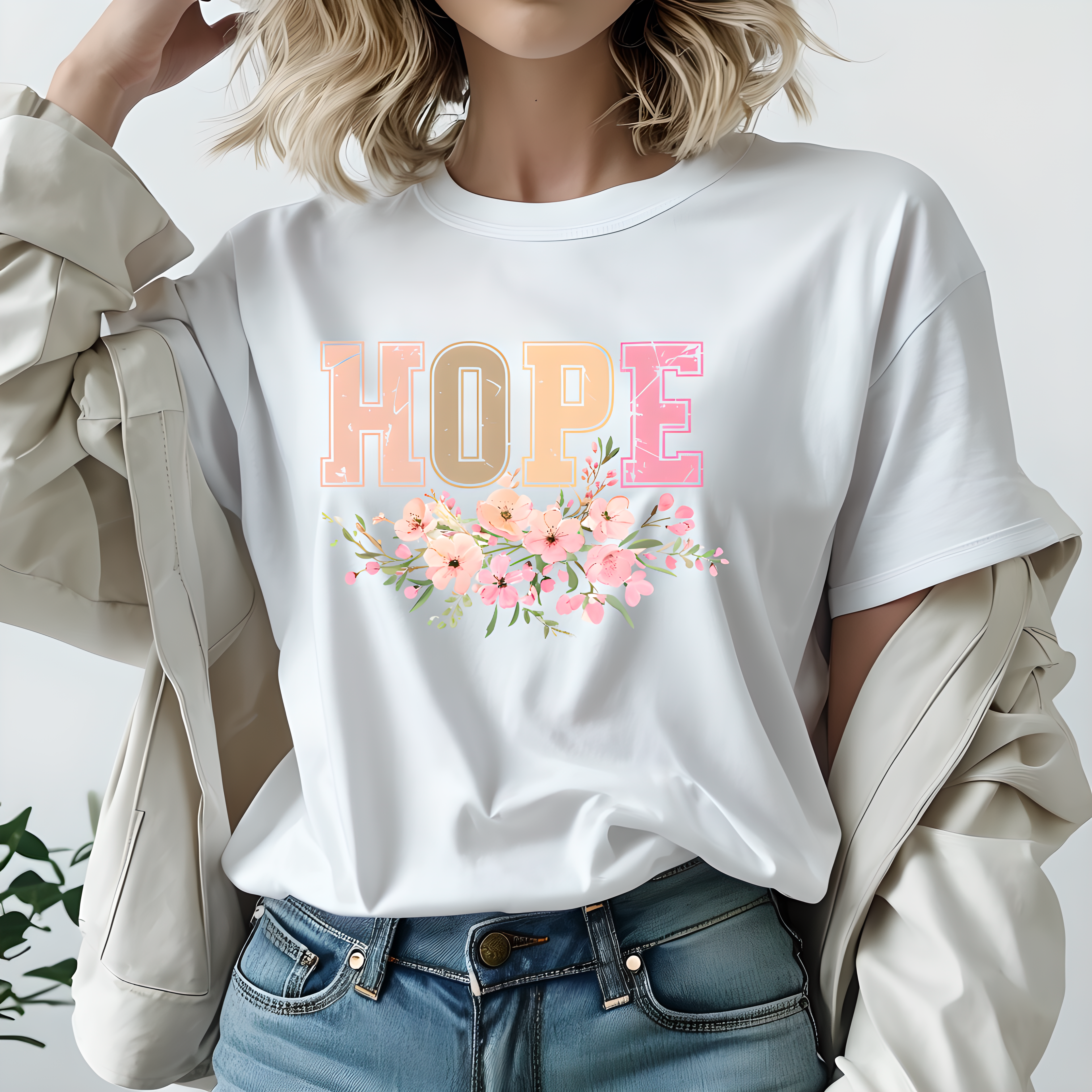 Hope floral Christian t-shirt for women — Bella Canvas faith tee