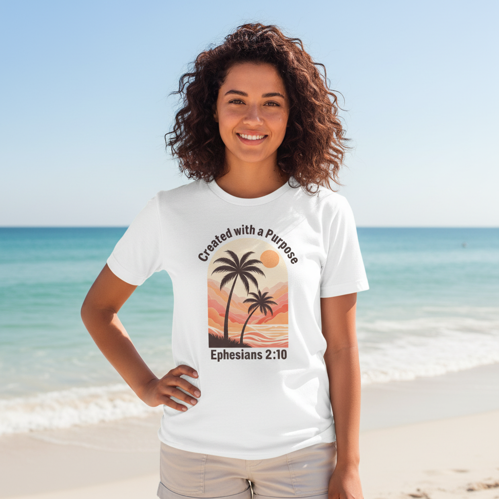 Created With A Purpose Ephesians 2:10 | Gilden Unisex T-shirt | Faith-Based Summer Tee