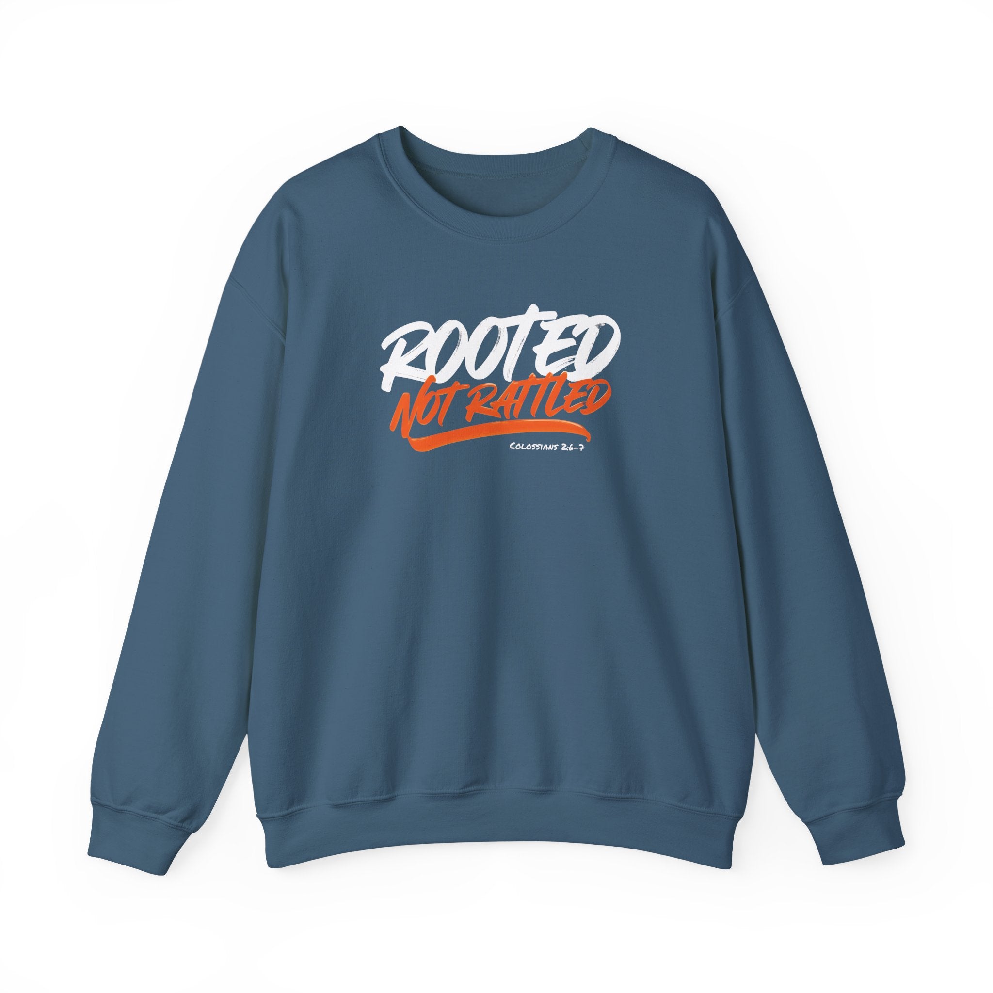 Rooted Not Rattled Gildan Christian Sweatshirt | Unisex Crewneck Pullover | Christian Gift