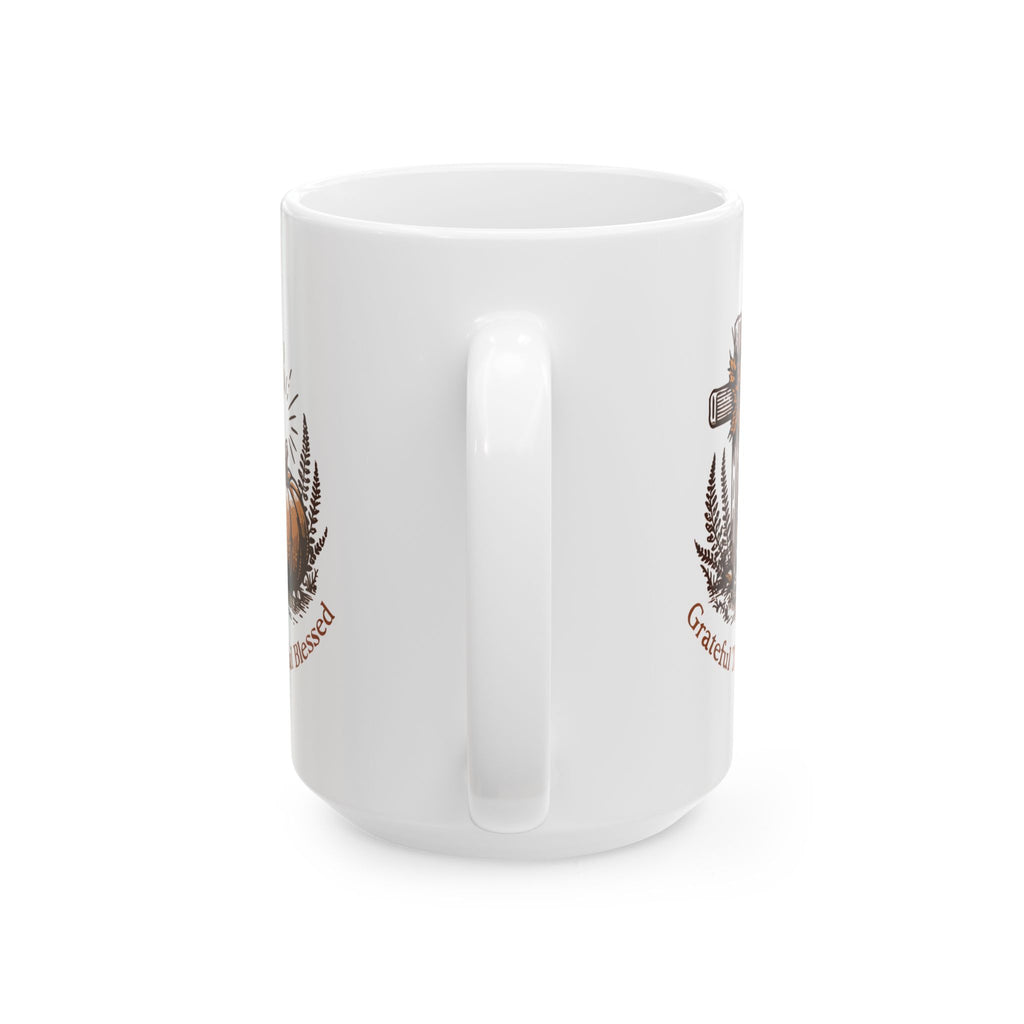 Grateful Thankful Blessed Ceramic Mug | Fall Coffee Tea Mug, Thanksgiving Gift
