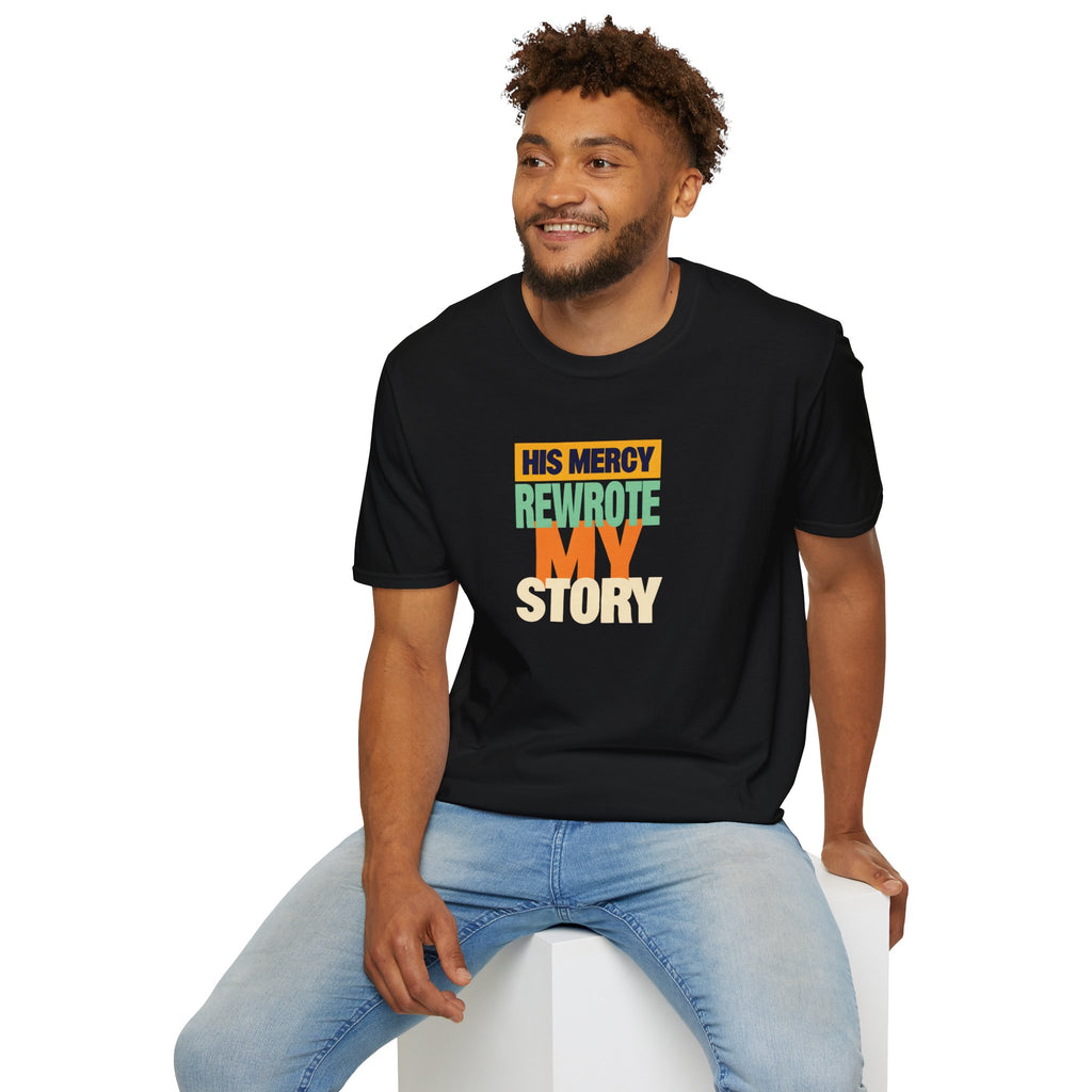 His Mercy Rewrote My Story Christian Gildan T-Shirt Unisex Softstyle Religious Tee Gift