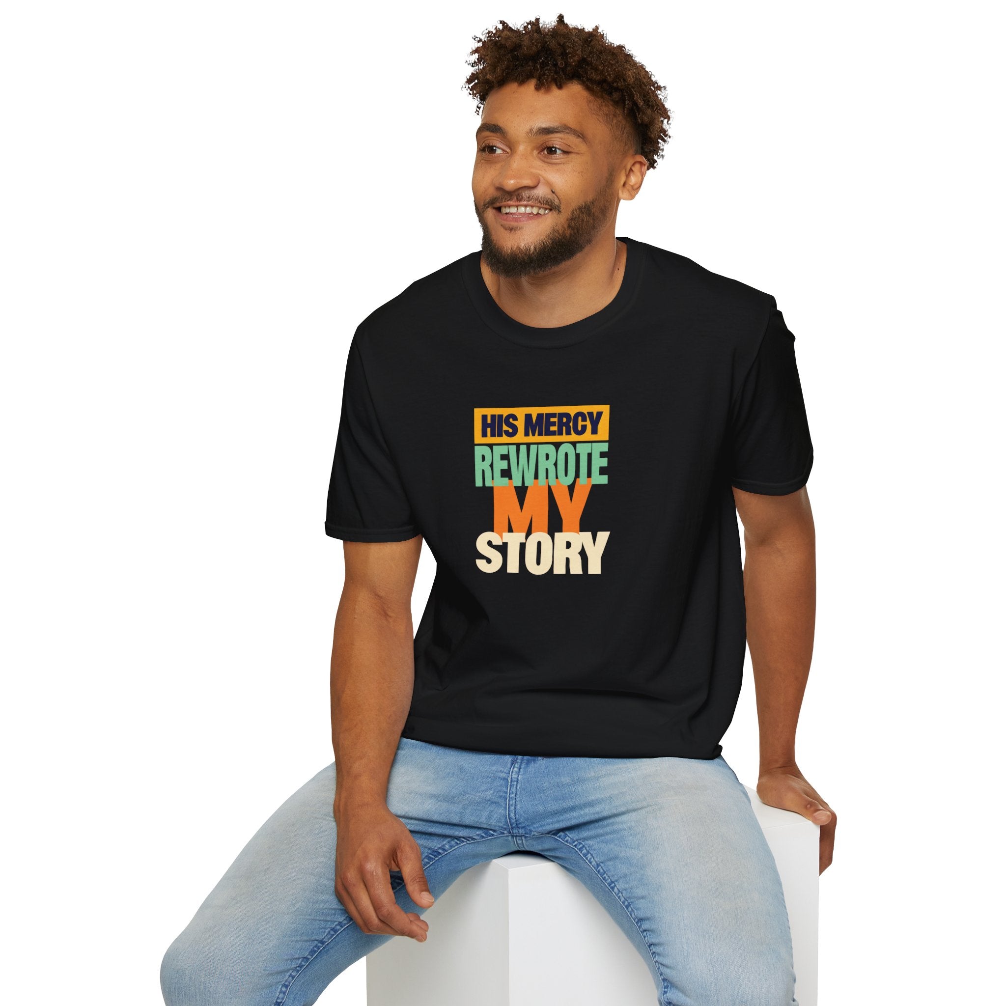 His Mercy Rewrote My Story Christian Gildan T-Shirt Unisex Softstyle Religious Tee Gift