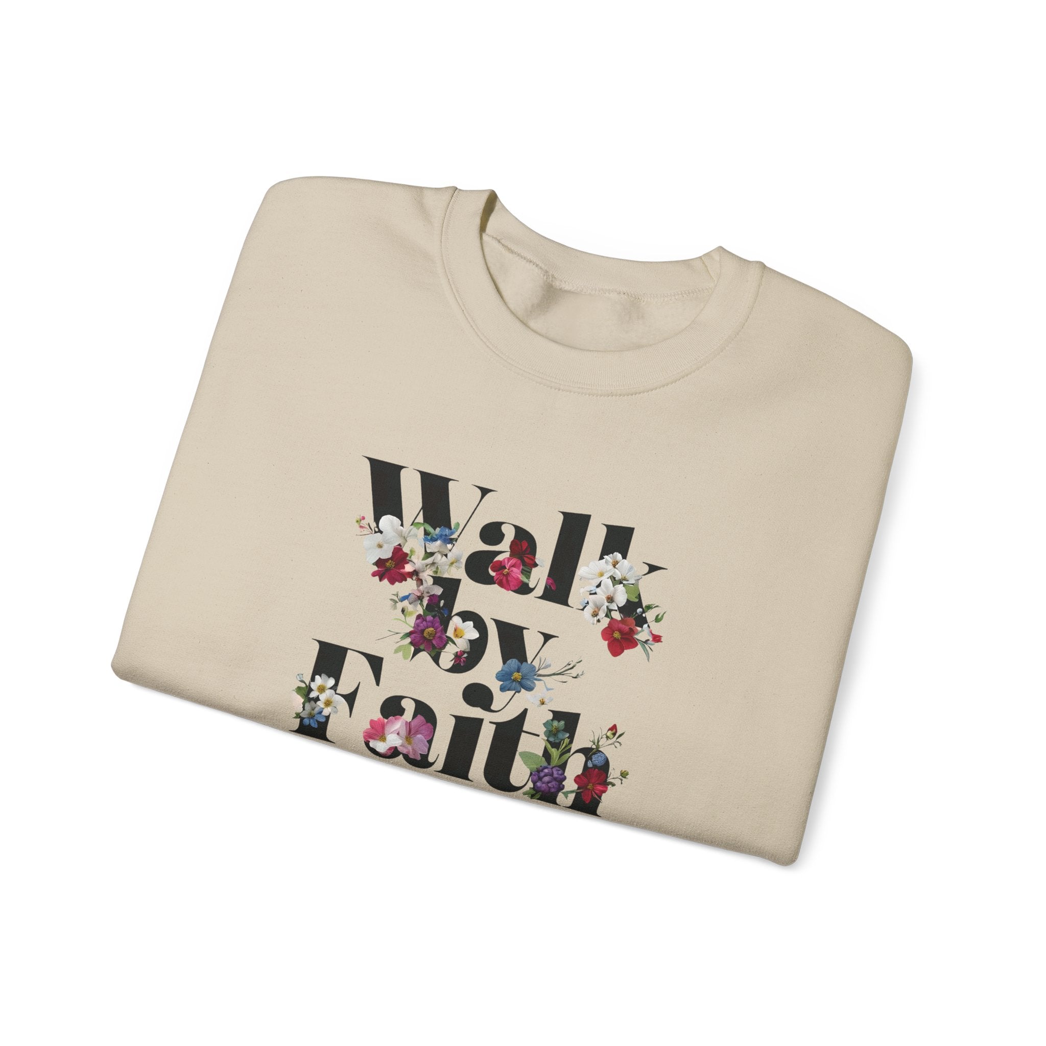 Walk By Faith Floral Gildan Crewneck Unisex Christian Sweatshirt