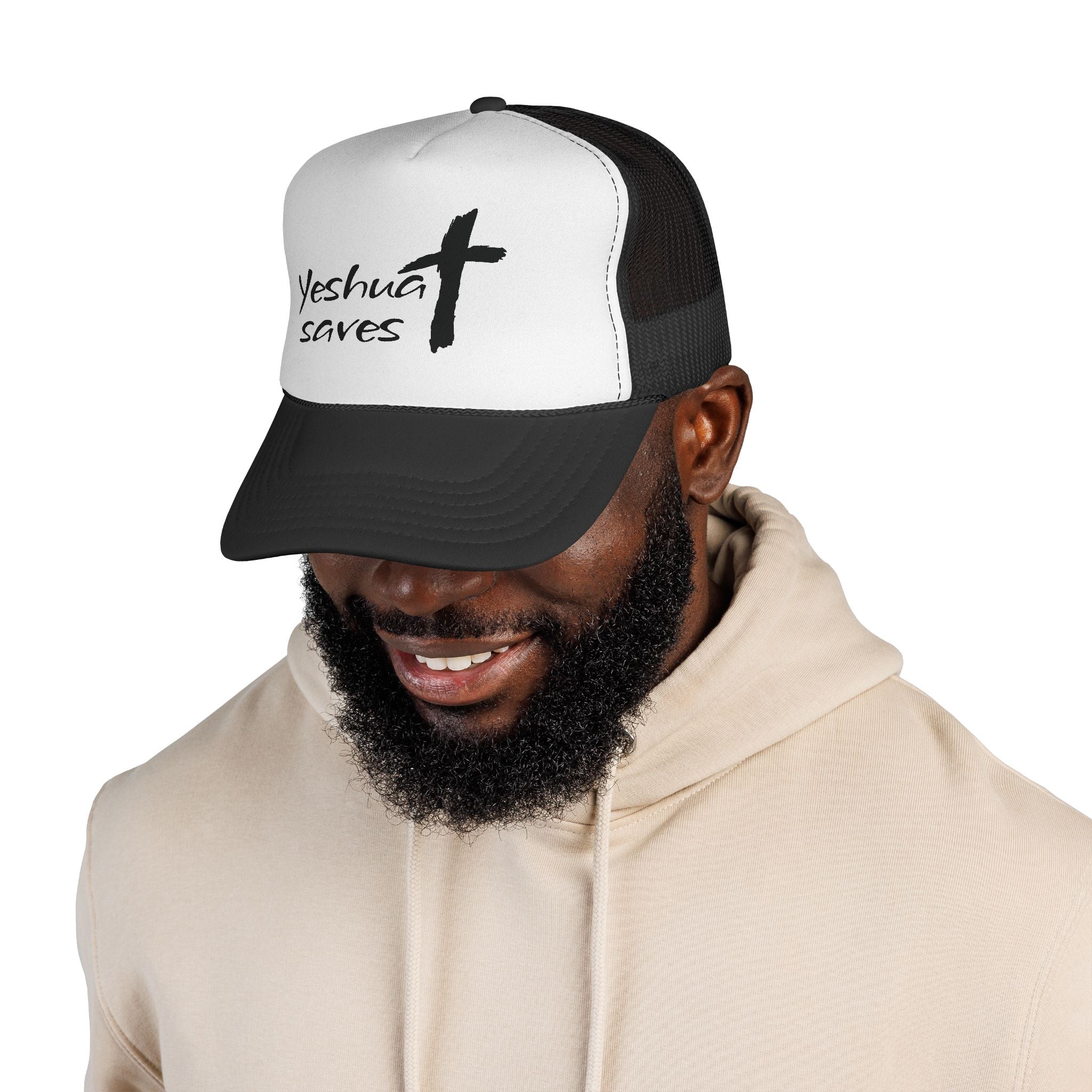 Yeshua Saves Trucker Hat | Christian Faith Snapback Cap | Jesus Saves Mesh Hat | Christian Streetwear Hat