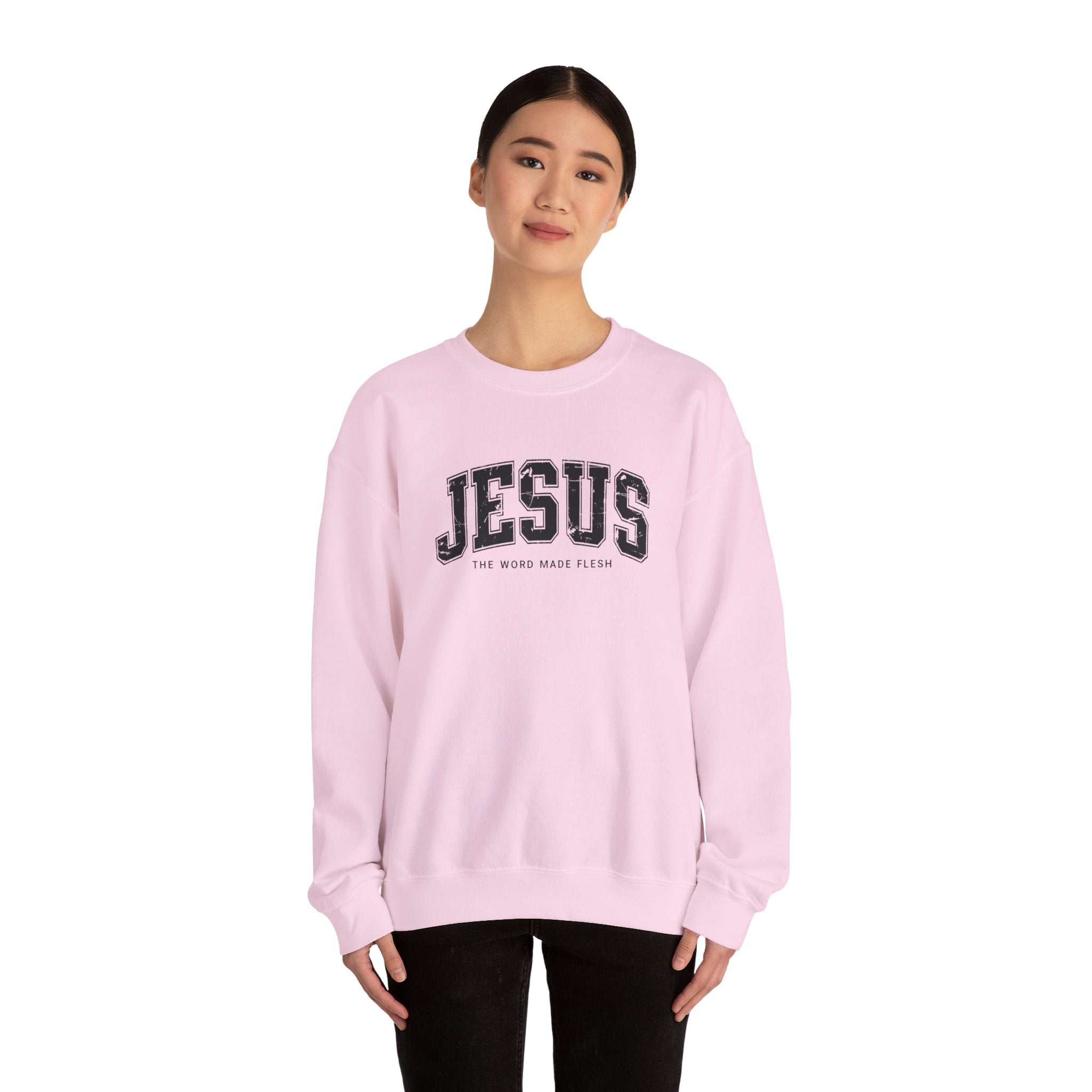 Jesus the Word Made Flesh Gildan Crewneck Sweatshirt | Christian Unisex Sweatshirt | Faith Apparel | Religious Gift