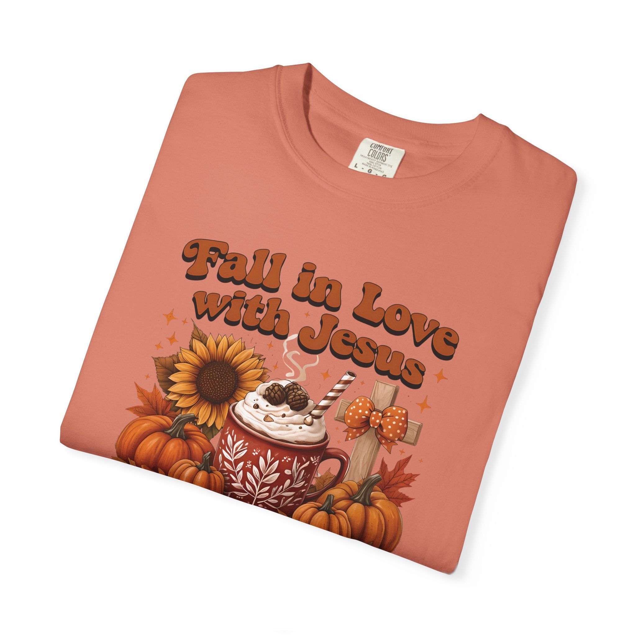 Fall in Love with Jesus Unisex Garment Dyed Comfort Colors T-Shirt | Christian Fall T-Shirt | Faith Based Thanksgiving Tee | Unisex Religious Cotton Top