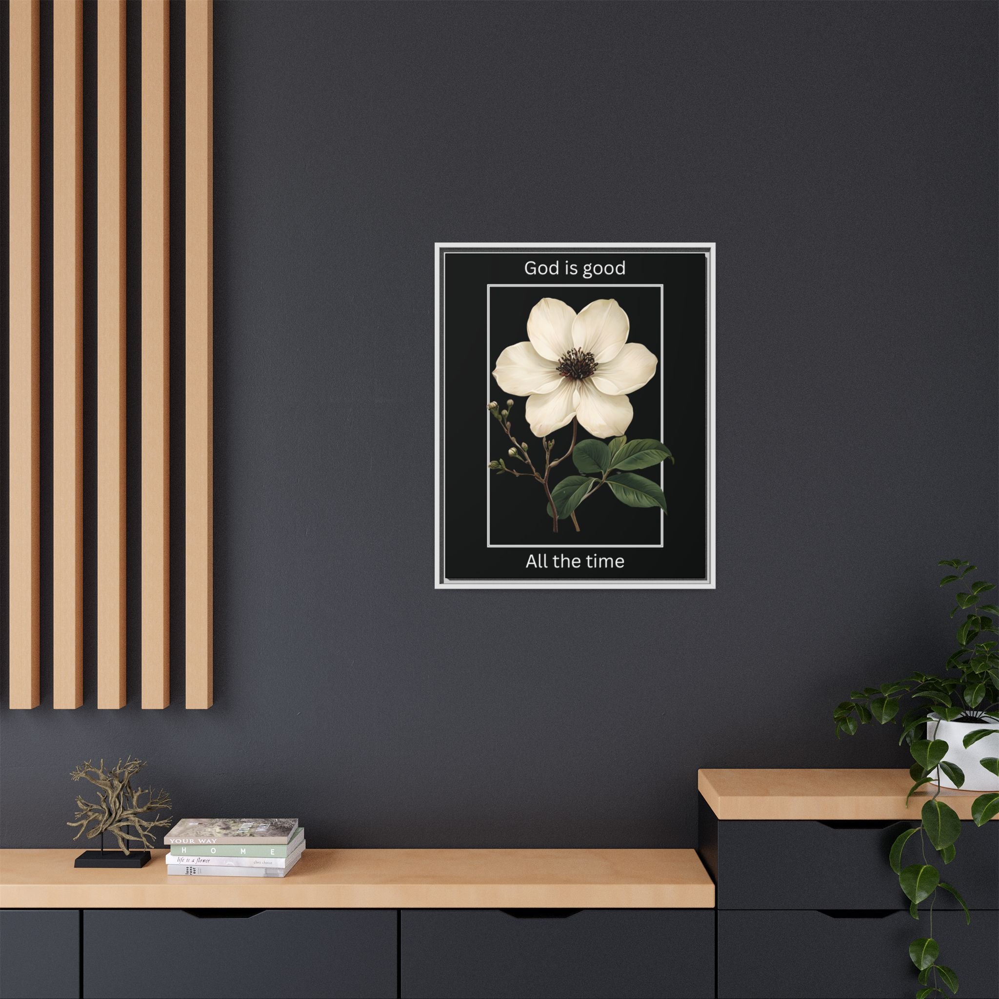 God is Good All The Time Christian Framed Matte Canvas Wall Art | Faith Inspirational Home Decor