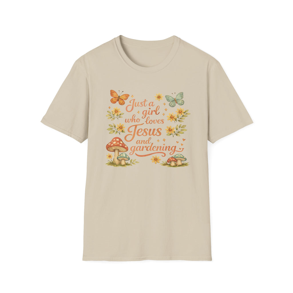 Just A Girl Who Loves Jesus and Gardening Gildan Unisex Tshirt | Christian Gardening T-Shirt | Faith Shirt | Cotton Tee
