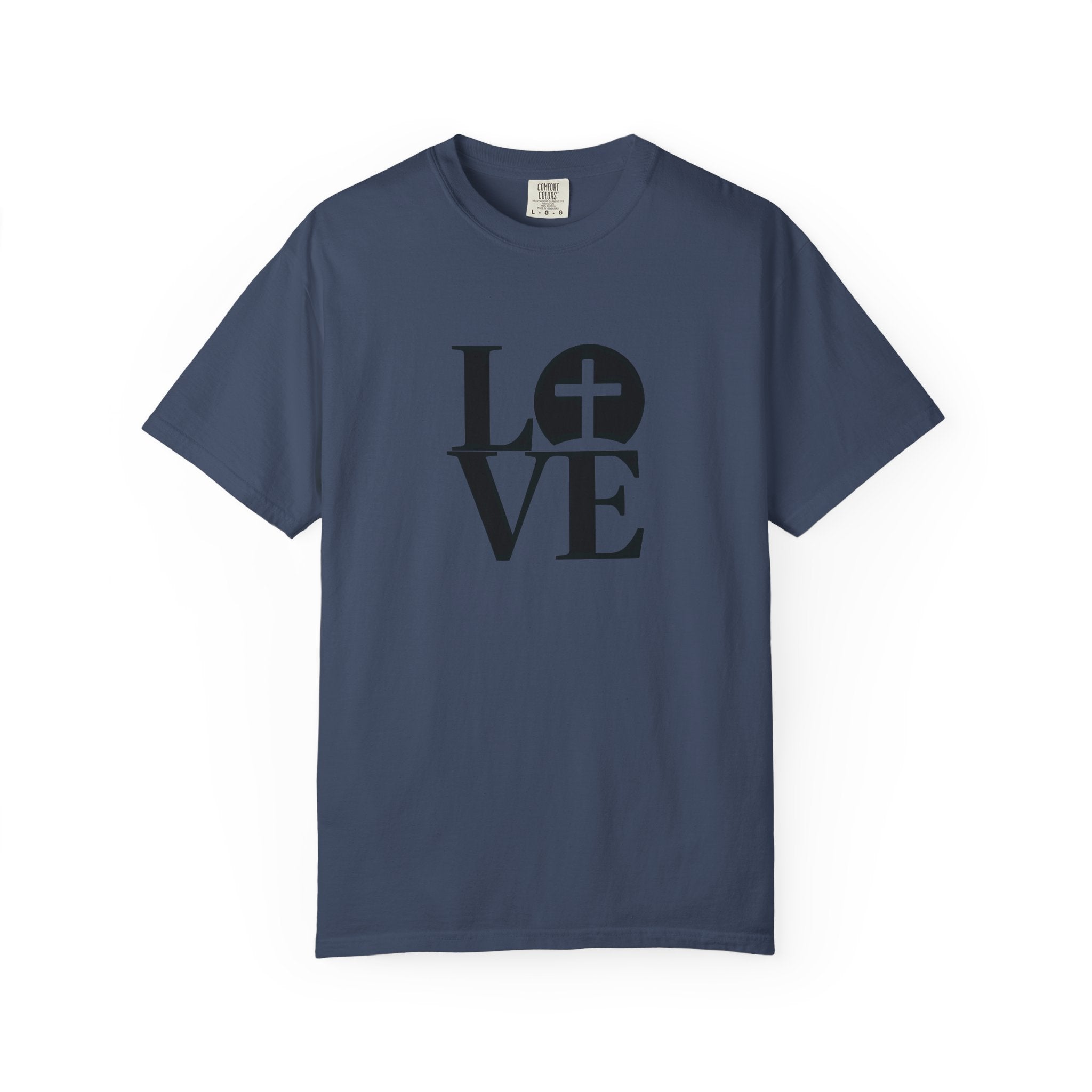 LOVE Cross Christian T-Shirt | Comfort Colors Faith-Based Unisex Tee (S–4XL) | Jesus is Love Shirt