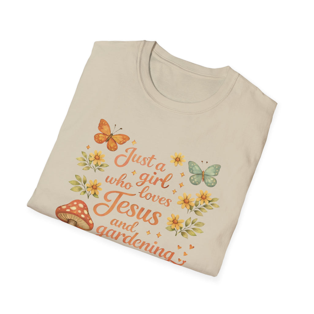 Just A Girl Who Loves Jesus and Gardening Gildan Unisex Tshirt | Christian Gardening T-Shirt | Faith Shirt | Cotton Tee