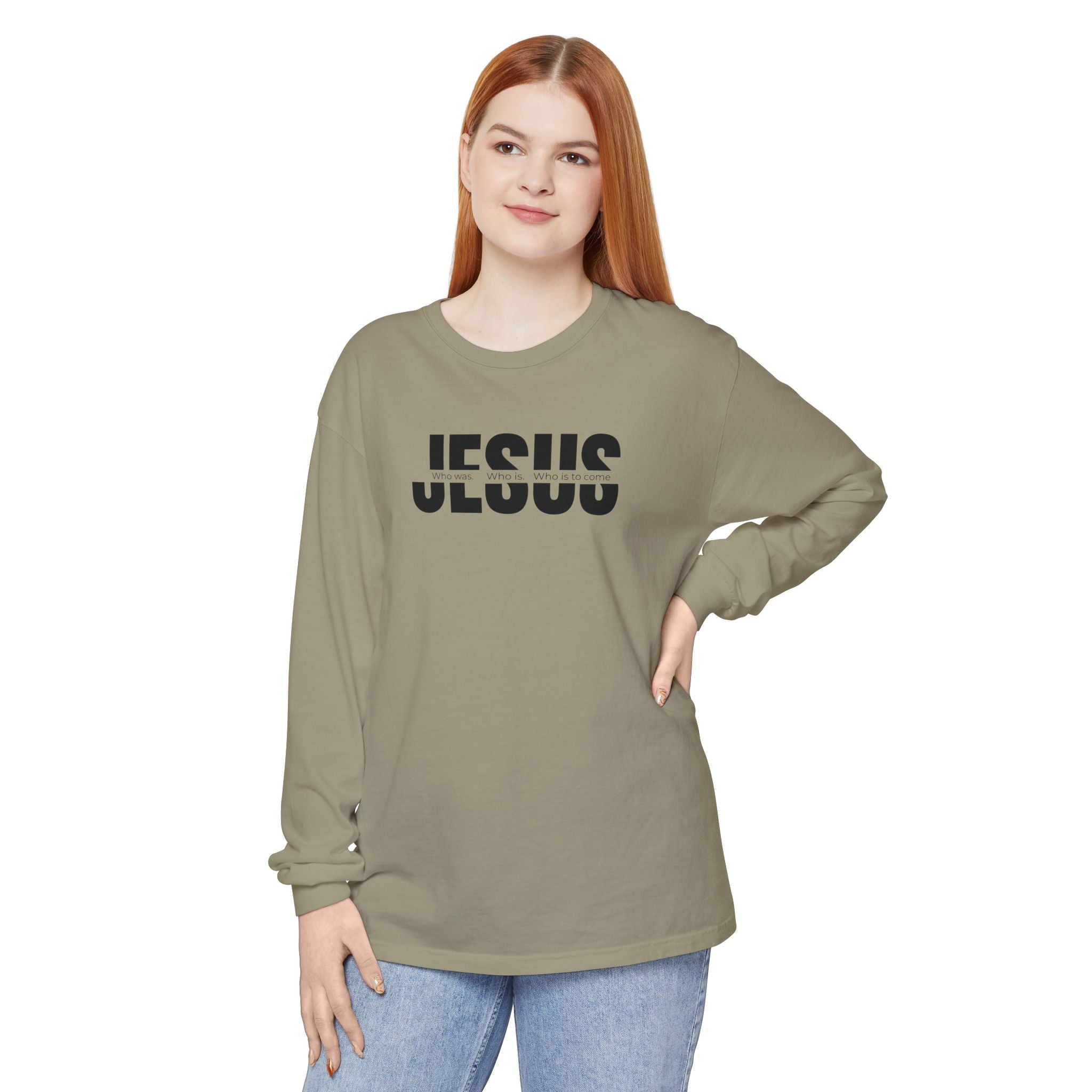 Jesus Comfort Colors Christian Long Sleeve Shirt | Faith Graphic Tee | Garment Dyed Cotton