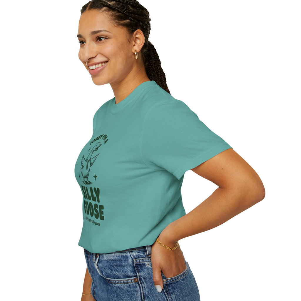 God’s Silly Goose with tie Christian T-Shirt | Graphic Tee | Unisex Garment Dyed Cotton Top S-4XL