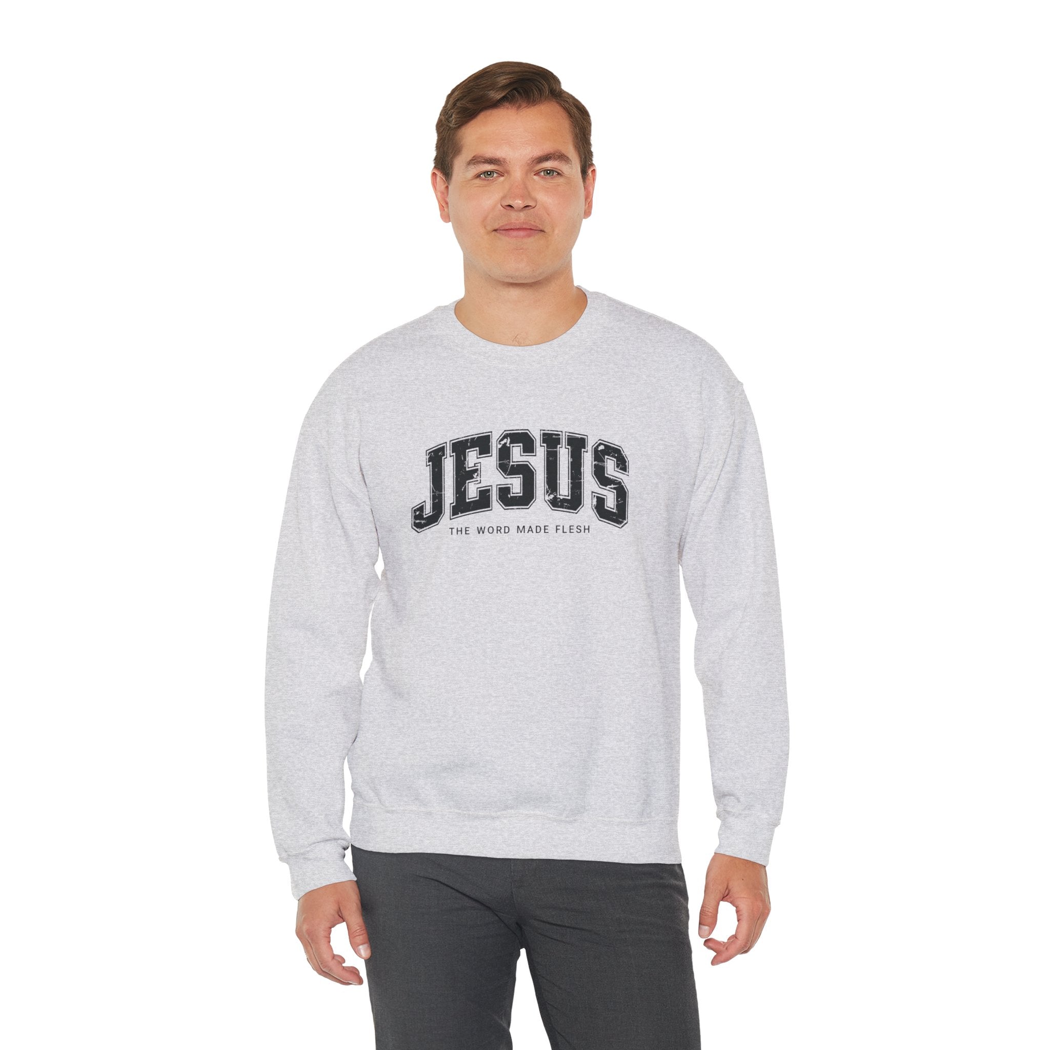 Jesus the Word Made Flesh Gildan Crewneck Sweatshirt | Christian Unisex Sweatshirt | Faith Apparel | Religious Gift