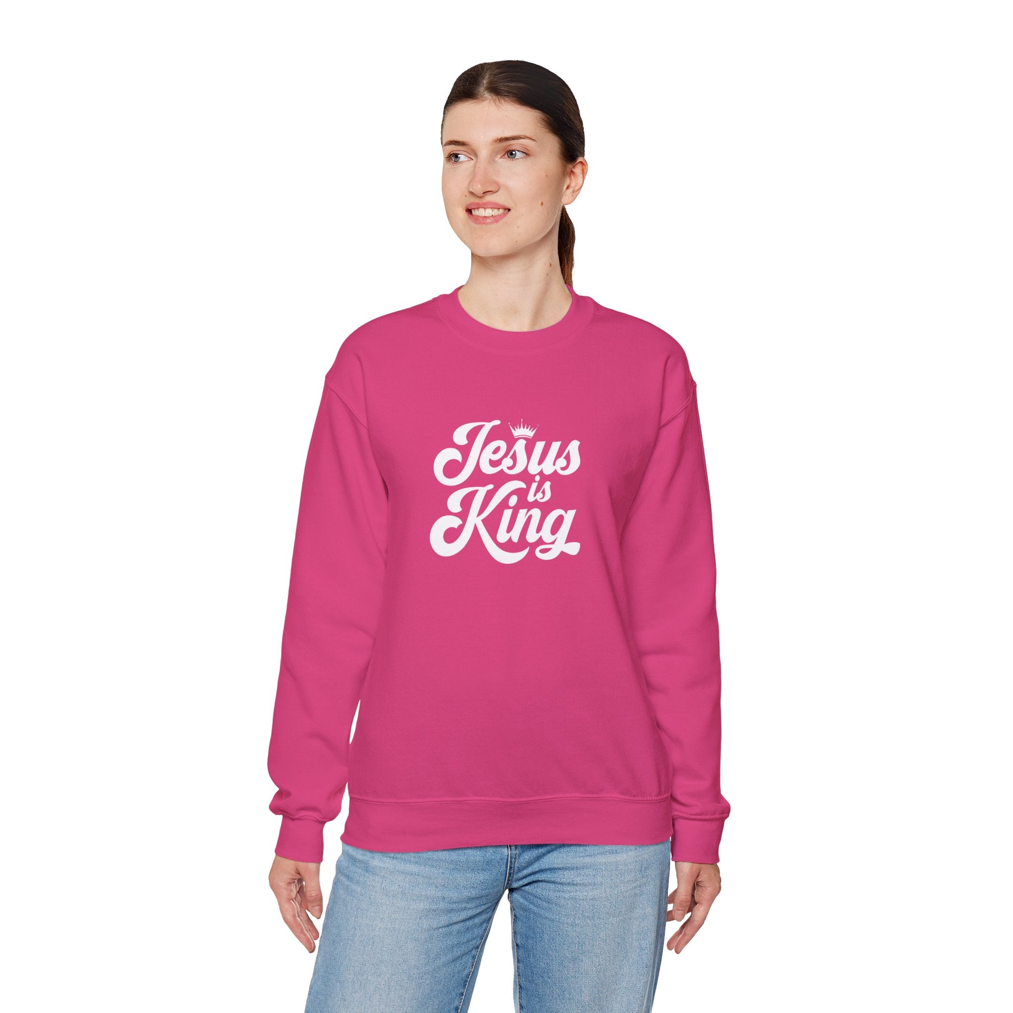 Jesus Is King Christian Gildan Unisex Crewneck Sweatshirt | Faith Apparel |  Religious Gift