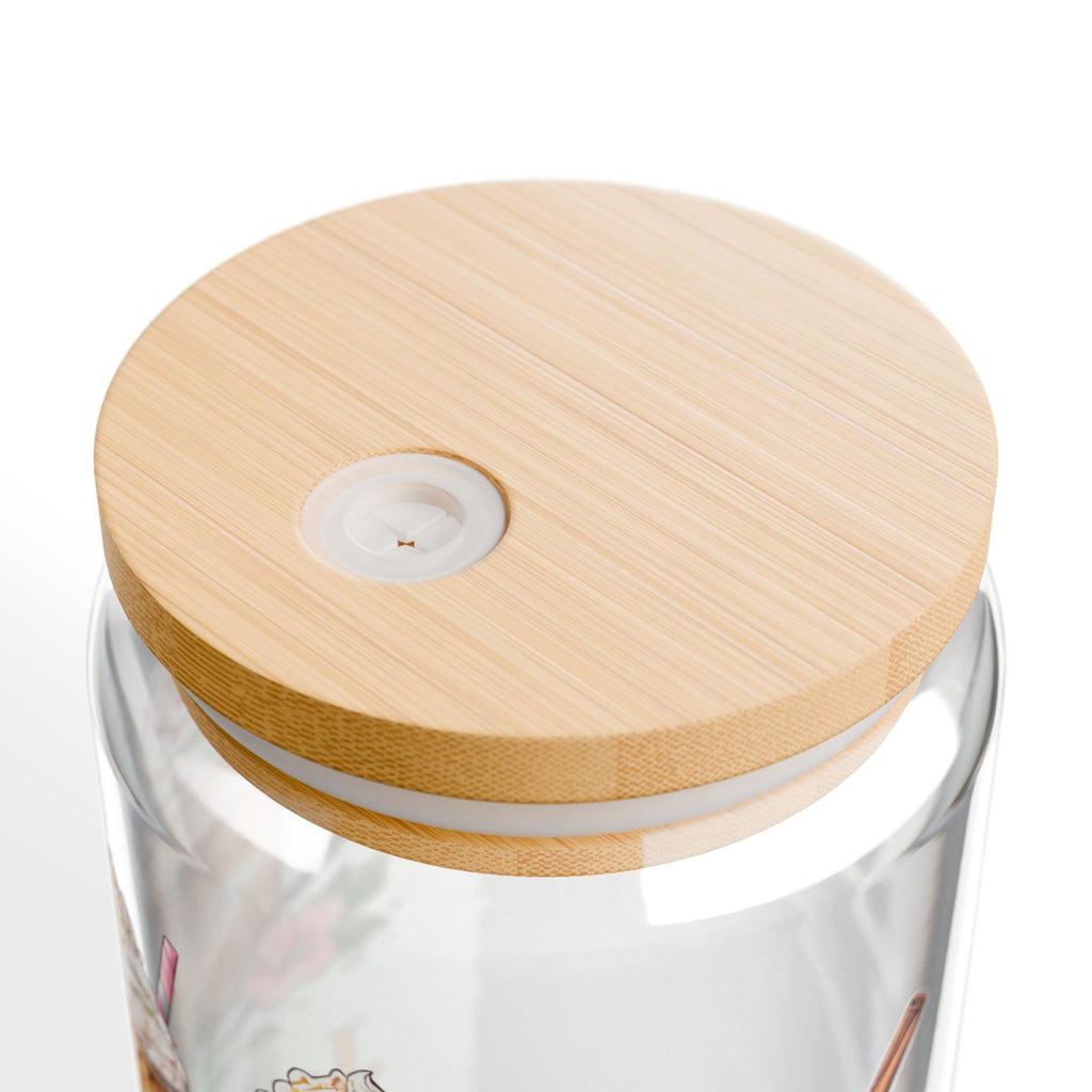 Jesus Loves Me a Latte Glass Cup | Christian Iced Coffee Cup with Lid & Straw | 16oz Faith Gift