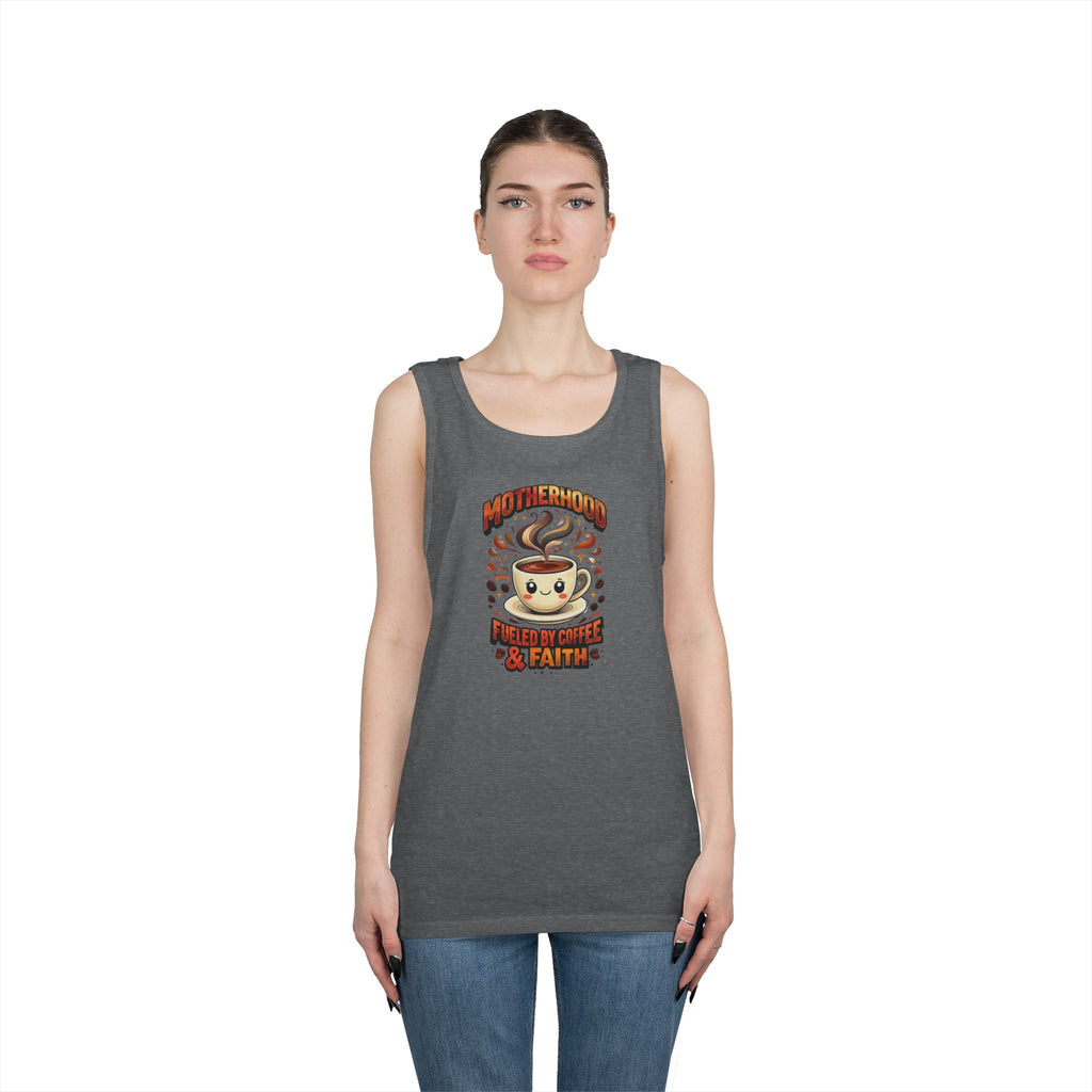 Motherhood Fueled by Coffee & Faith Gildan Tank Top | Christian Mom Shirt | Coffee Lover Mother’s Day Gift