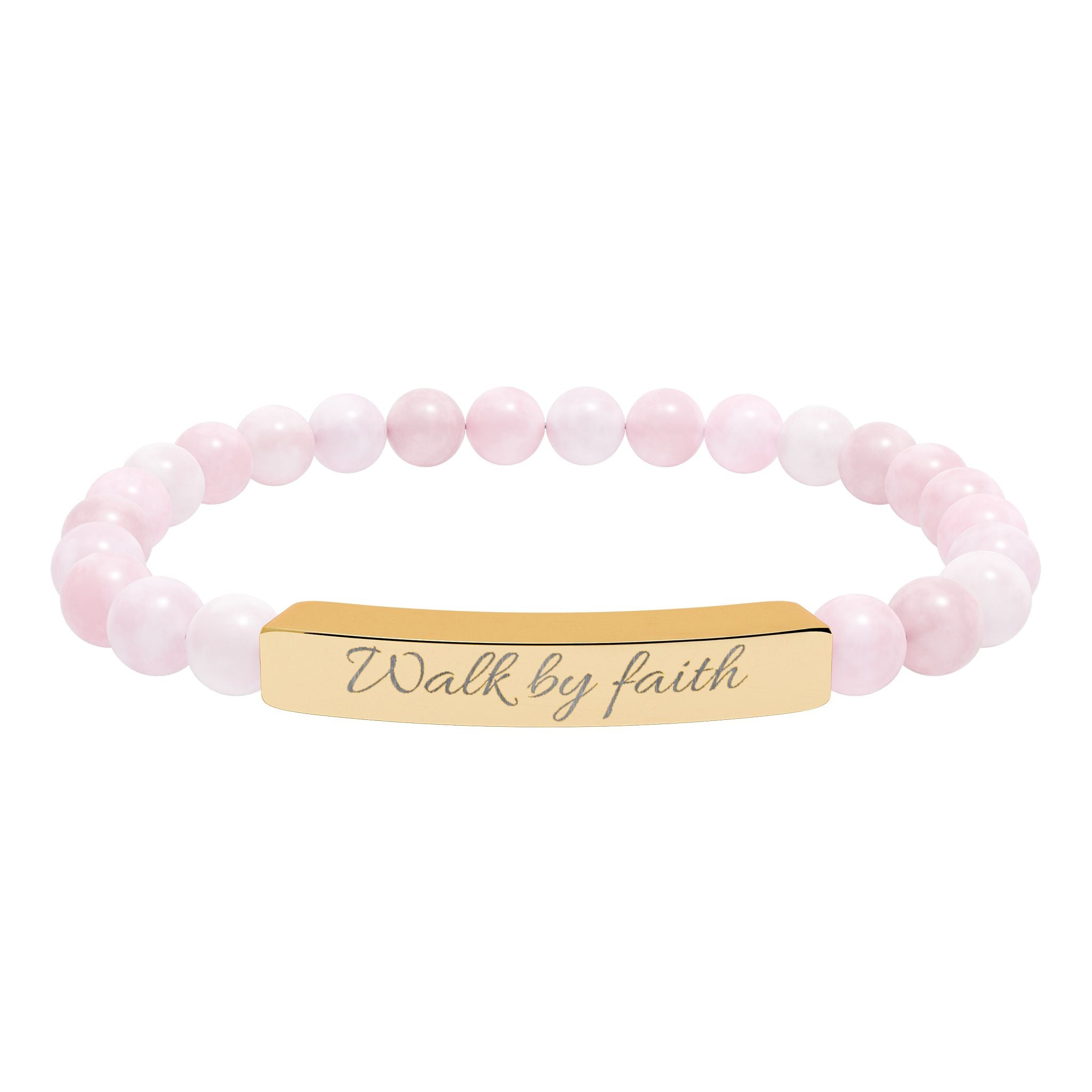 Walk By Faith Christian Stretch Bracelet | Engraved Stainless Steel Bar | Faith Jewelry Gift