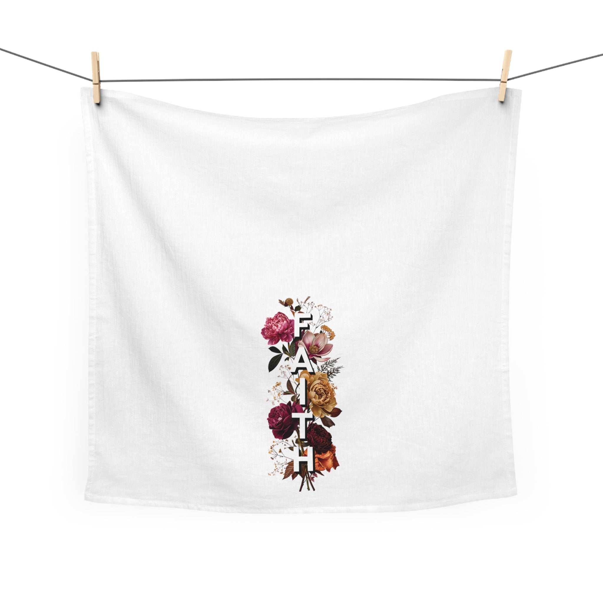 Floral Faith Tea Towel | Inspirational Kitchen Decor, Gifts for Home, Wedding, Housewarming, Spring Decor, Faith-Based Living