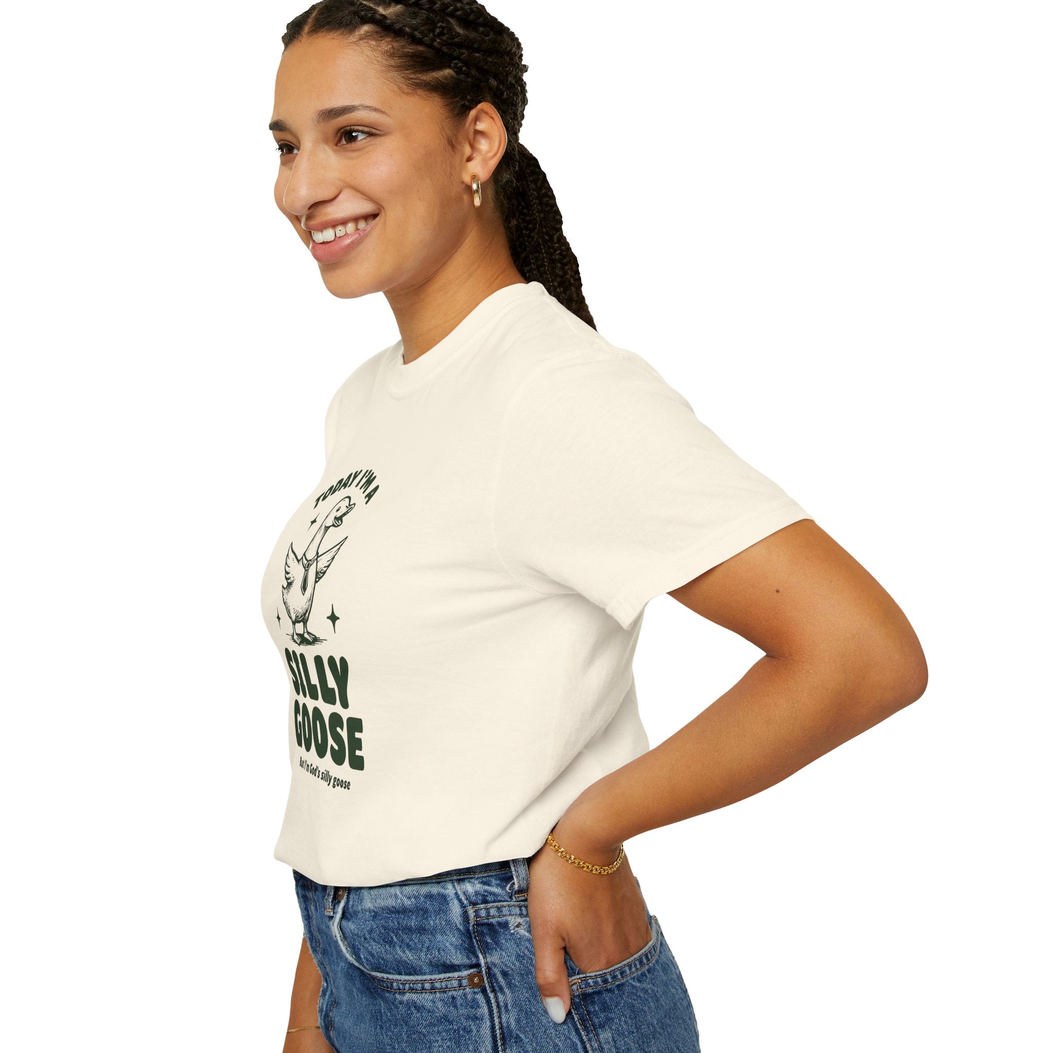 God’s Silly Goose with tie Christian T-Shirt | Graphic Tee | Unisex Garment Dyed Cotton Top S-4XL