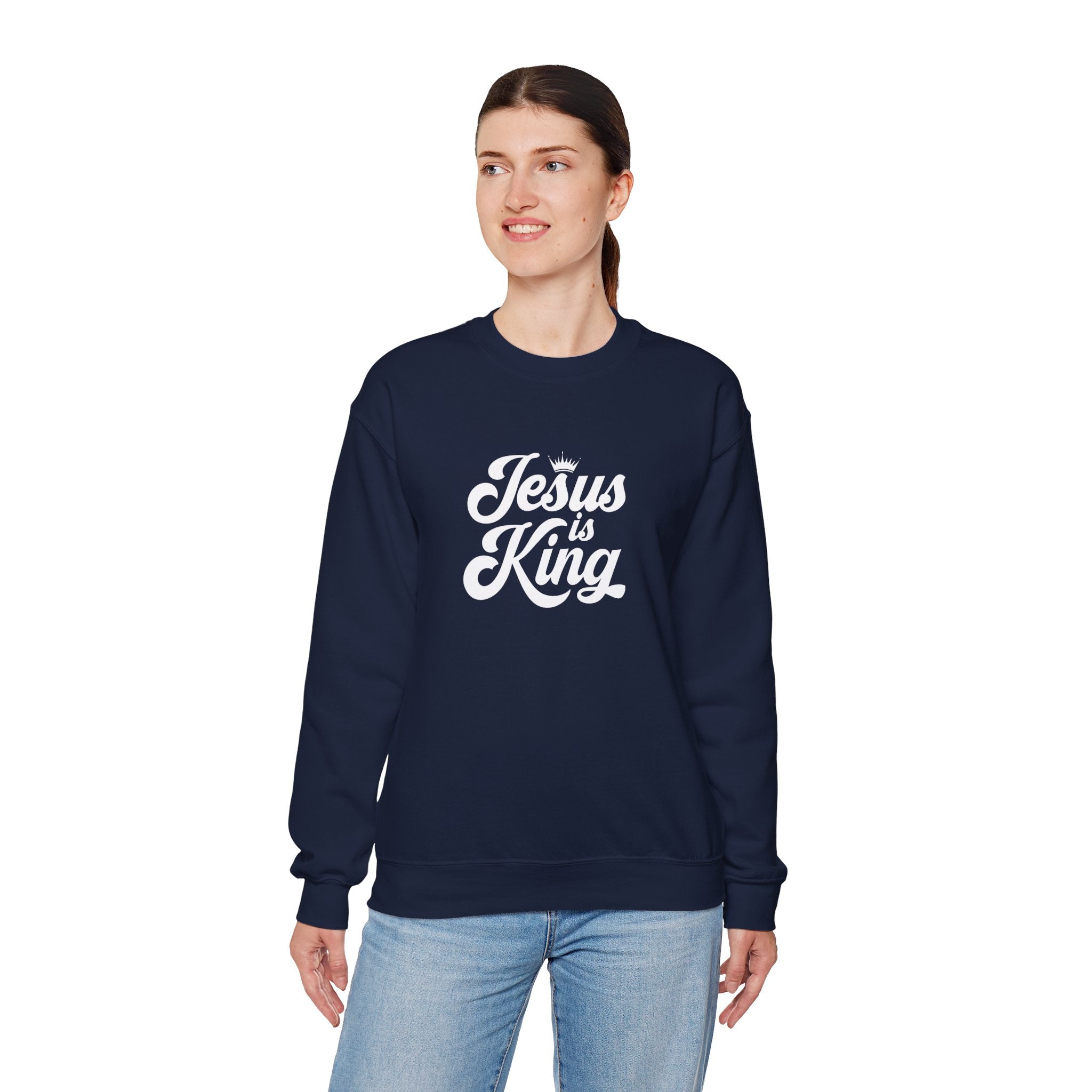 Jesus Is King Christian Gildan Unisex Crewneck Sweatshirt | Faith Apparel |  Religious Gift