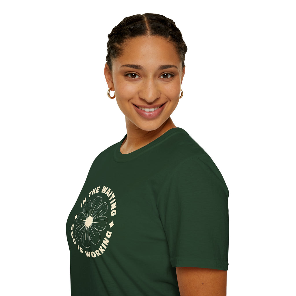 In the Waiting God Is Working Christian Gildan Unisex T-shirt | Women’s Faith Graphic Tee
