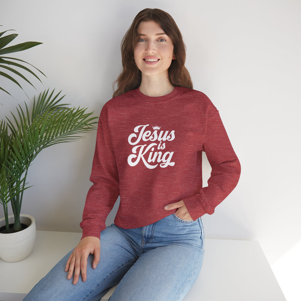 Jesus Is King Christian Gildan Unisex Crewneck Sweatshirt | Faith Apparel |  Religious Gift