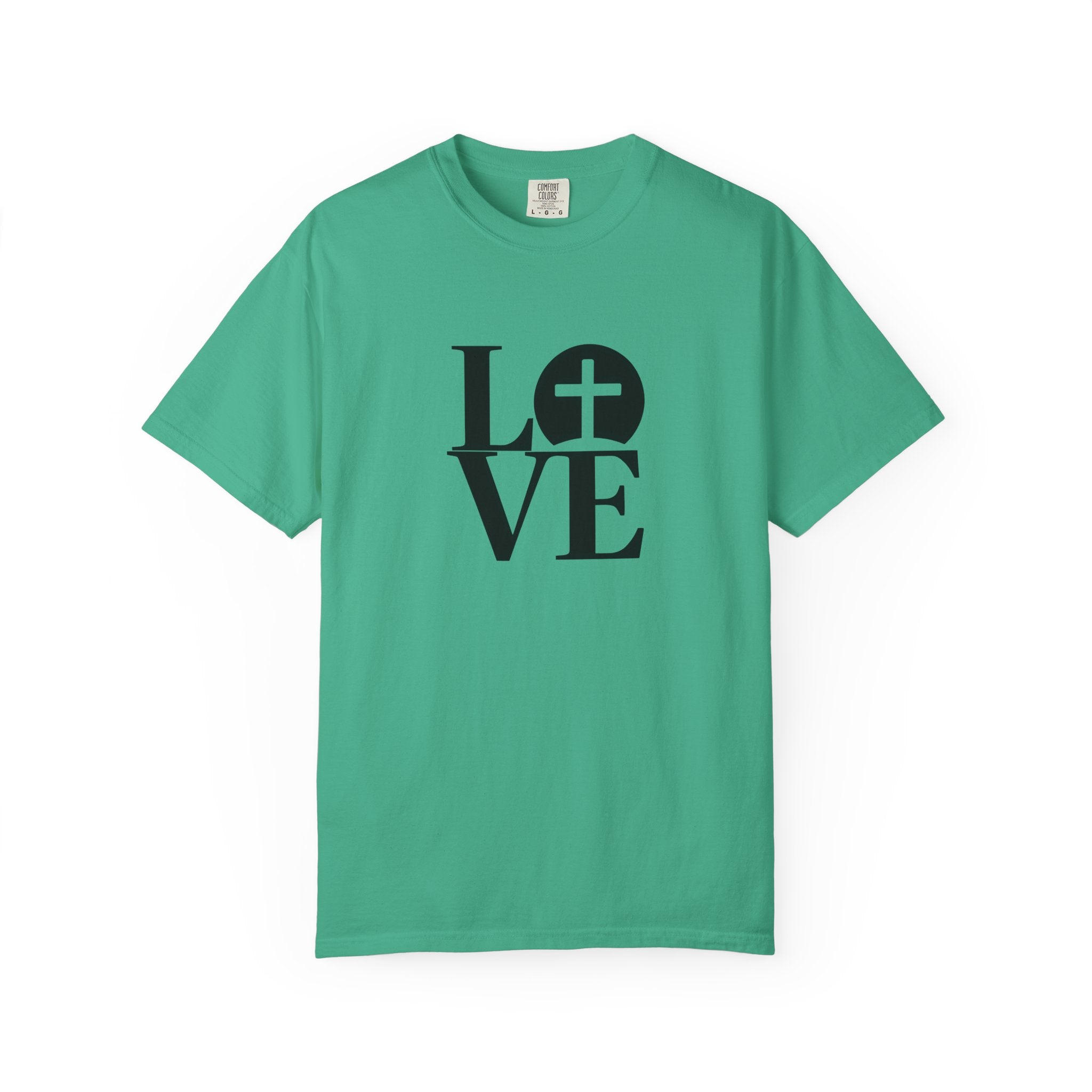 LOVE Cross Christian T-Shirt | Comfort Colors Faith-Based Unisex Tee (S–4XL) | Jesus is Love Shirt