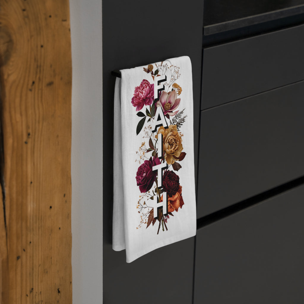 Floral Faith Tea Towel | Inspirational Kitchen Decor, Gifts for Home, Wedding, Housewarming, Spring Decor, Faith-Based Living