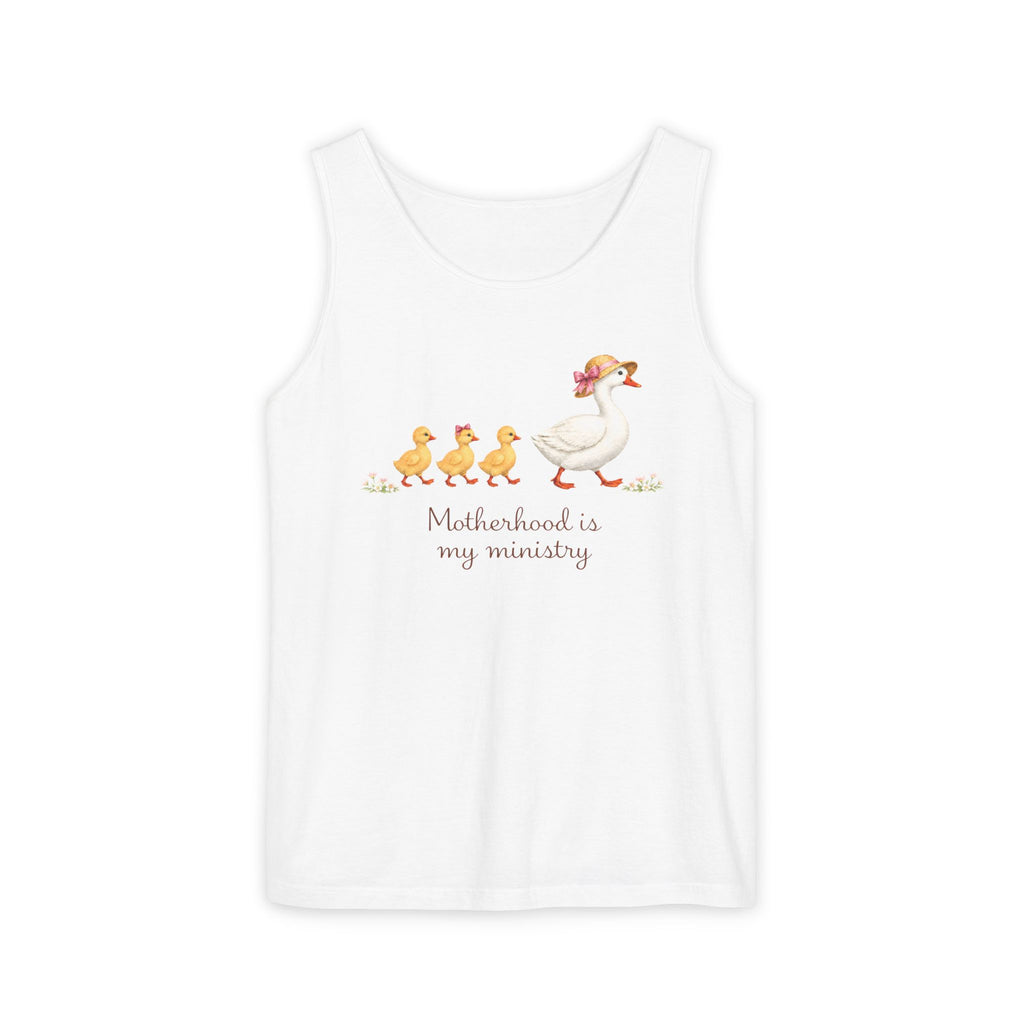Motherhood Is My Ministry Tank Top — Cute Duck Family Graphic Tank