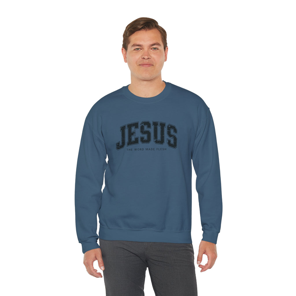 Jesus the Word Made Flesh Gildan Crewneck Sweatshirt | Christian Unisex Sweatshirt | Faith Apparel | Religious Gift