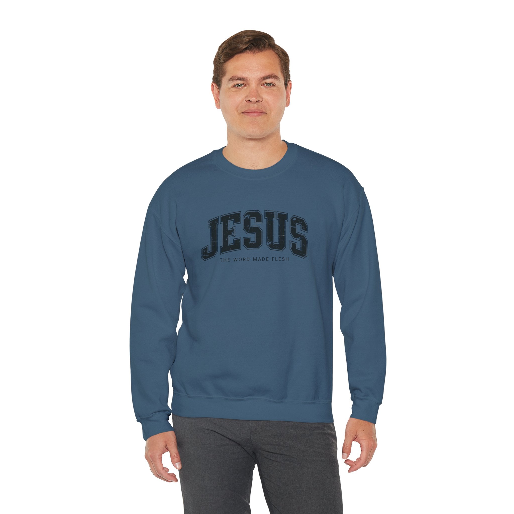 Jesus the Word Made Flesh Gildan Crewneck Sweatshirt | Christian Unisex Sweatshirt | Faith Apparel | Religious Gift