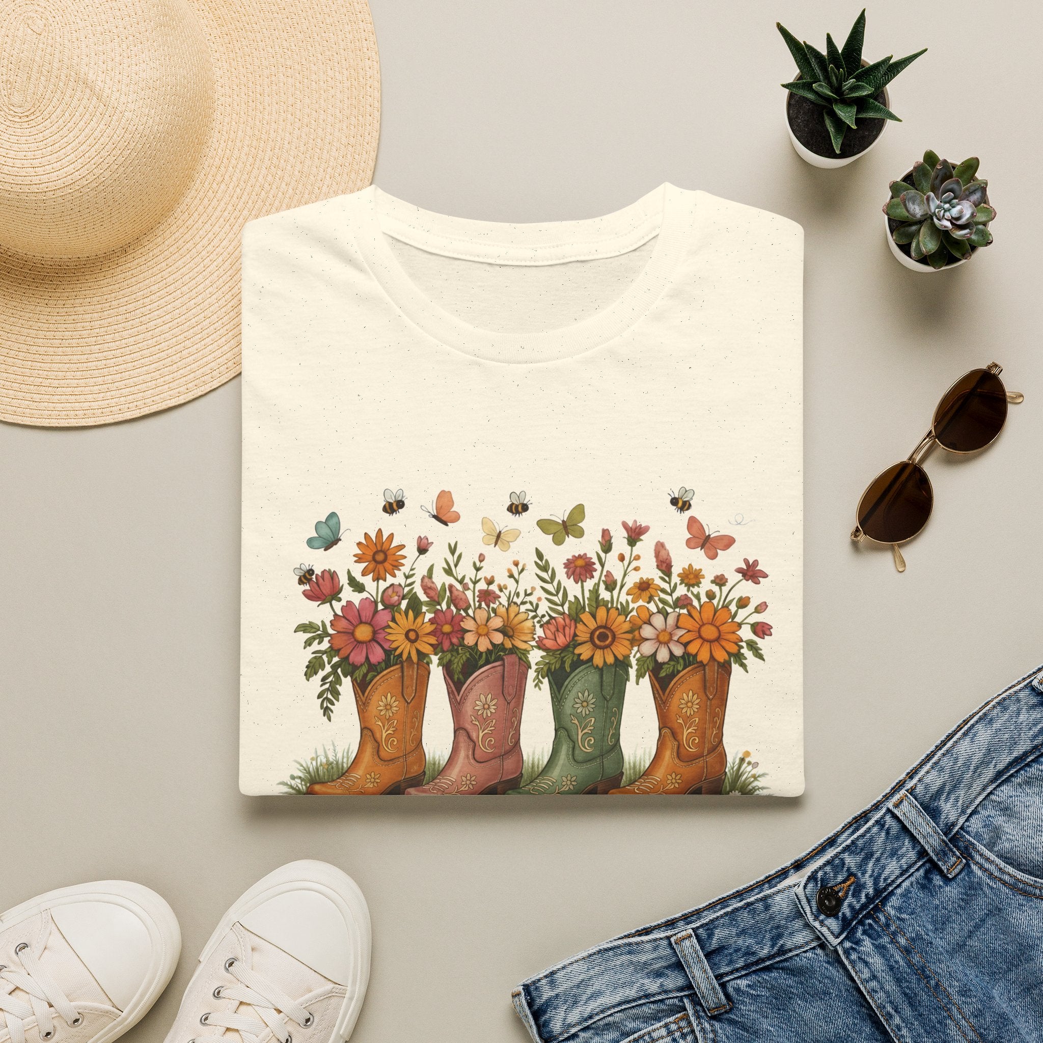Walk by Faith Not by Sight Gildan Tshirt | Women's Wildflower Cowgirl Boots Christian Tee