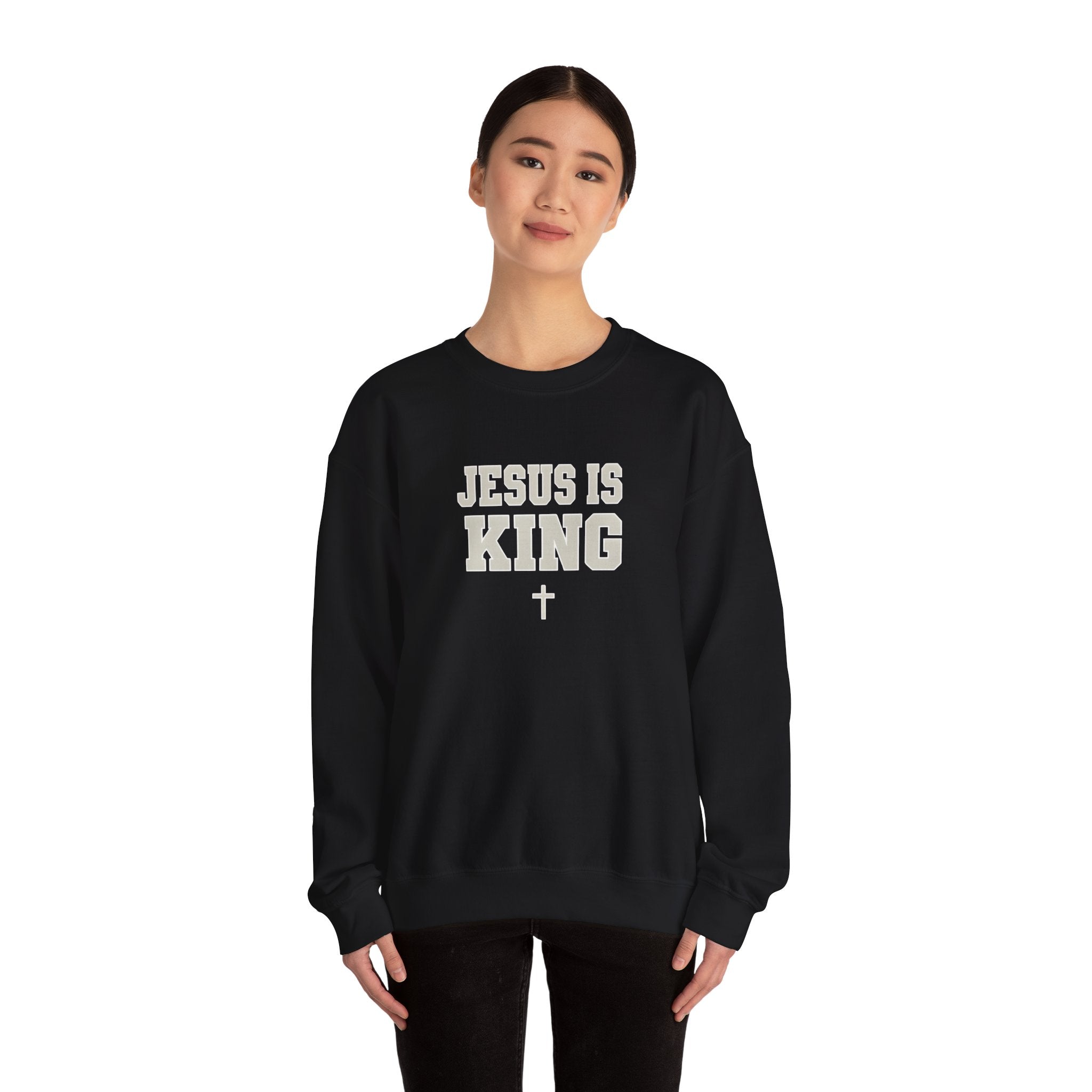 Jesus is King Gildan Unisex Crewneck Sweatshirt | Christian Apparel | Inspirational Gift | Cozy Everyday Wear