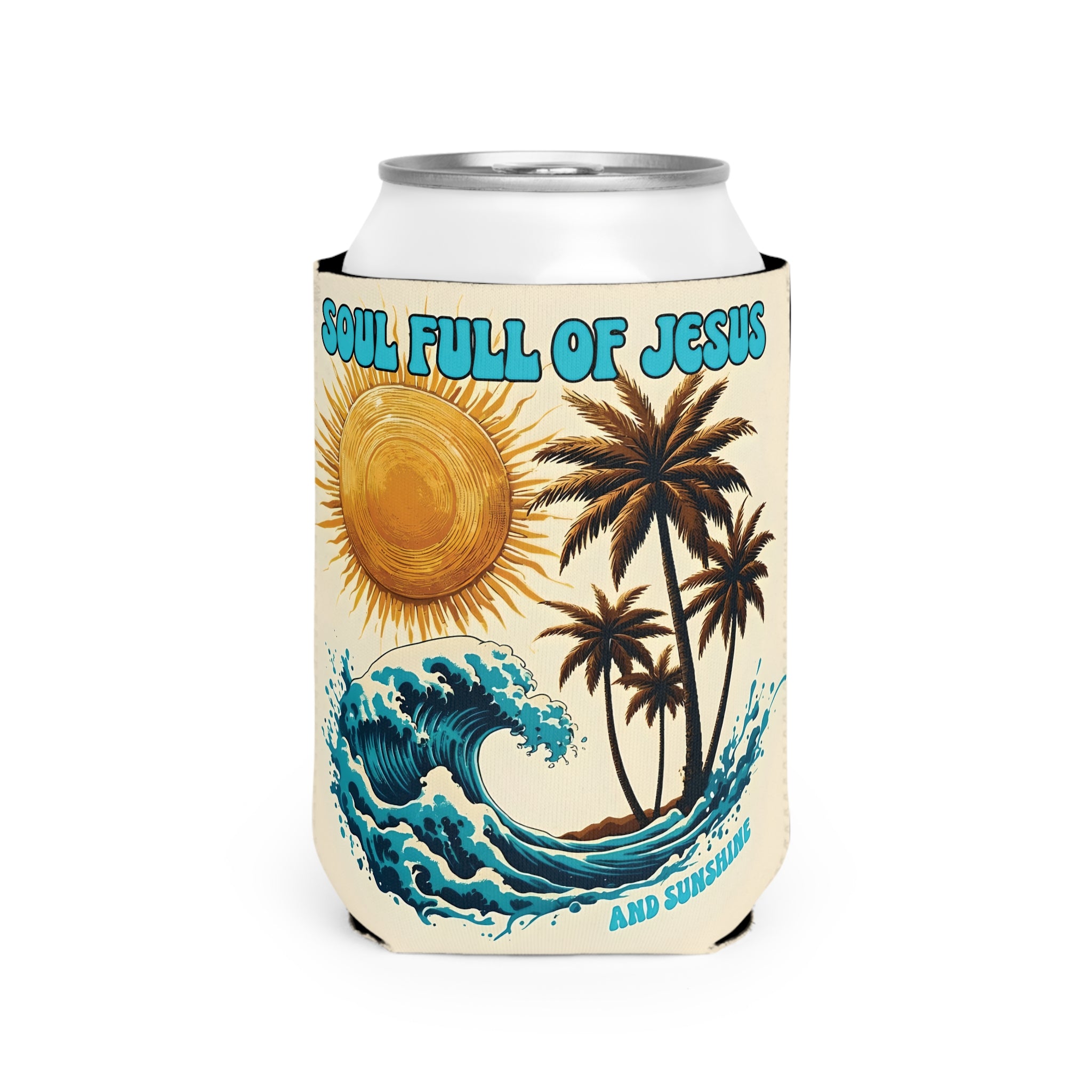 Christian Can Cooler Sleeve | Soul Full of Jesus and Sunshine | Cute Faith-Based Summer Gift