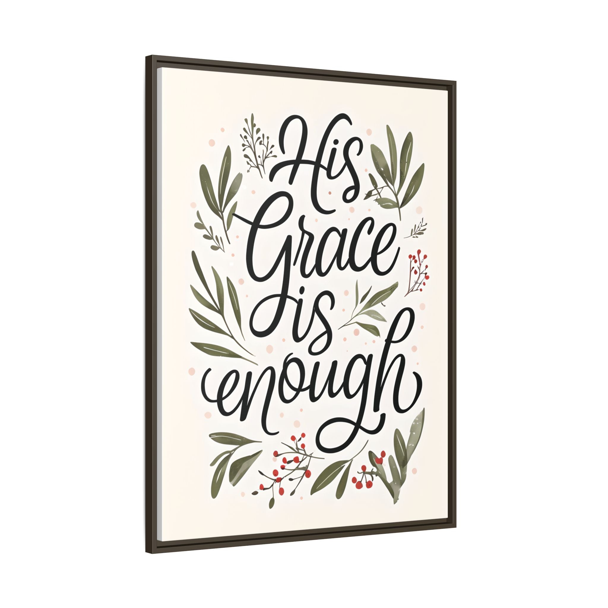 His Grace is Enough Floral Scripture Framed Matte Canvas | Modern Faith Home Decor