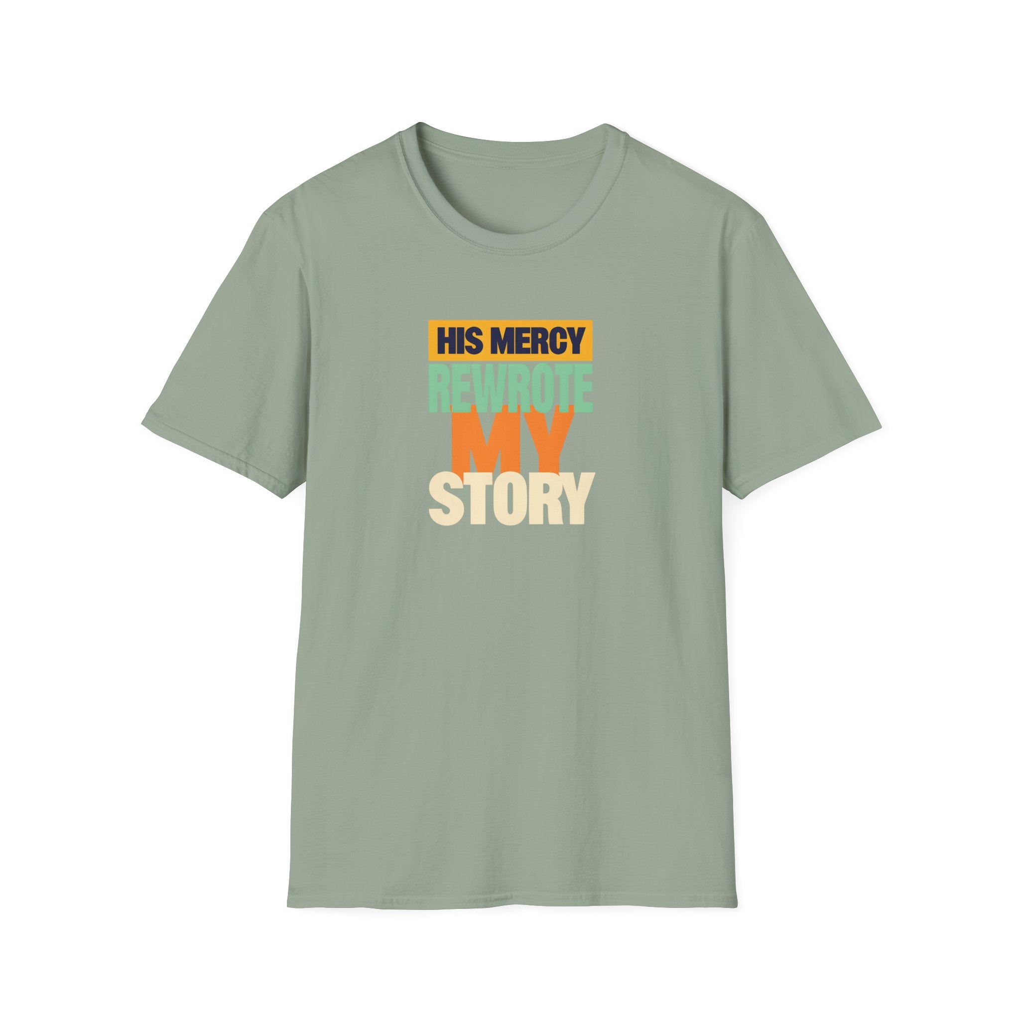His Mercy Rewrote My Story Christian Gildan T-Shirt Unisex Softstyle Religious Tee Gift