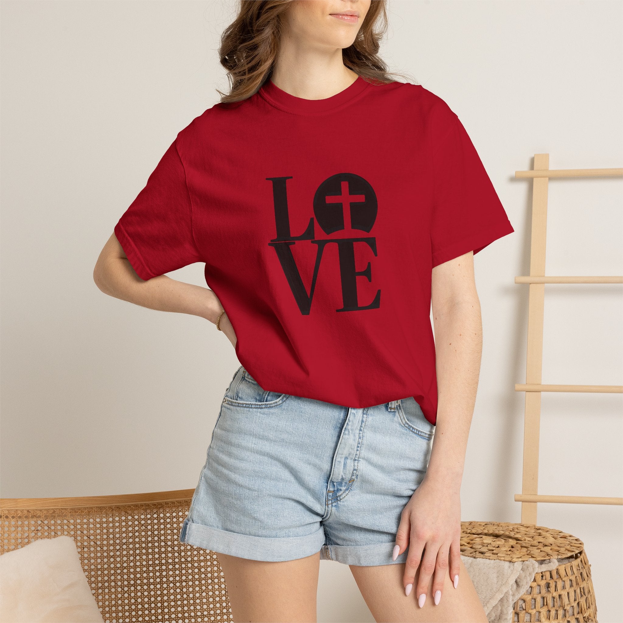 LOVE Cross Christian T-Shirt | Comfort Colors Faith-Based Unisex Tee (S–4XL) | Jesus is Love Shirt